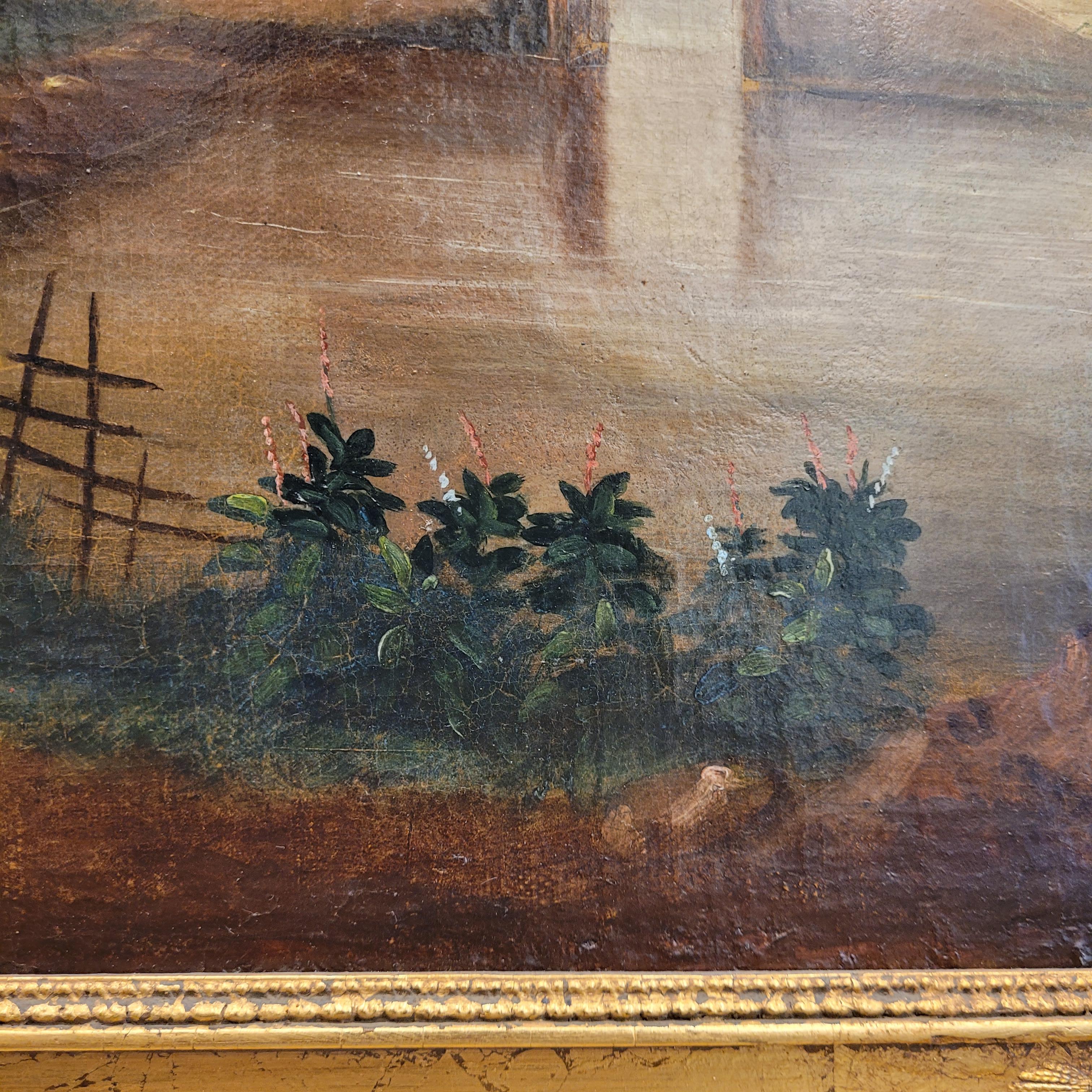 French trumeau mirror and baroque painting in a gilded frame 4