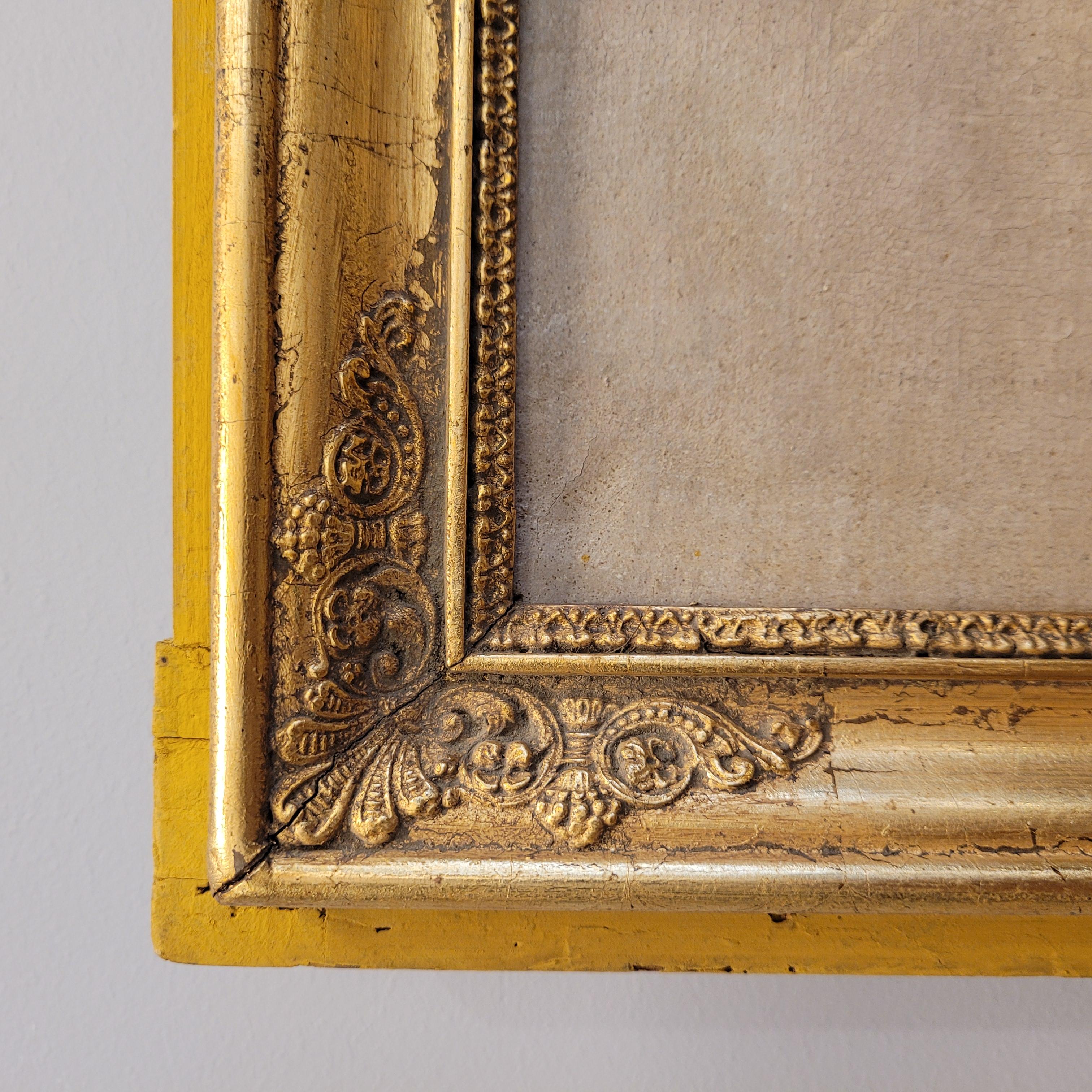 French trumeau mirror and baroque painting in a gilded frame 7