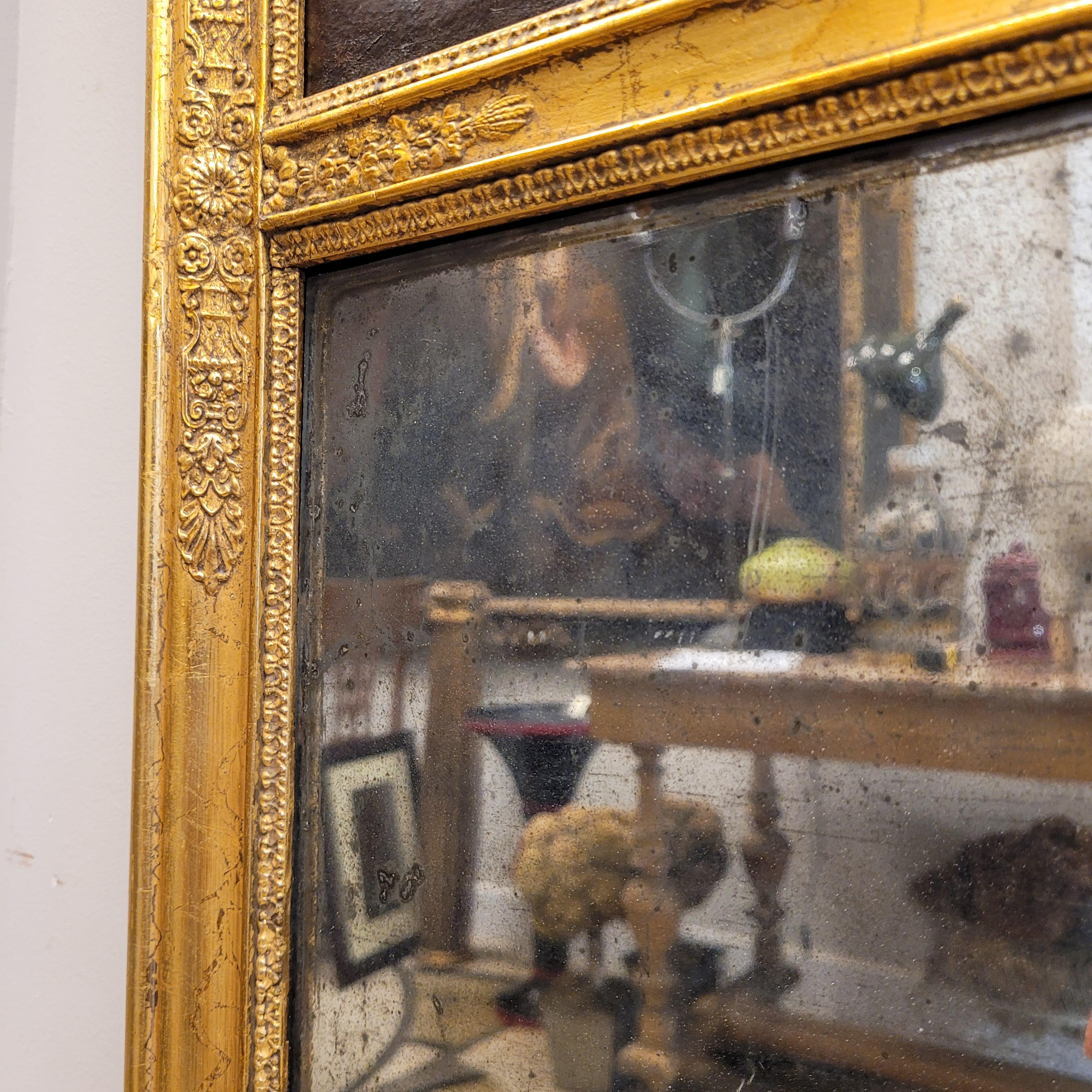 French trumeau mirror and baroque painting in a gilded frame 9