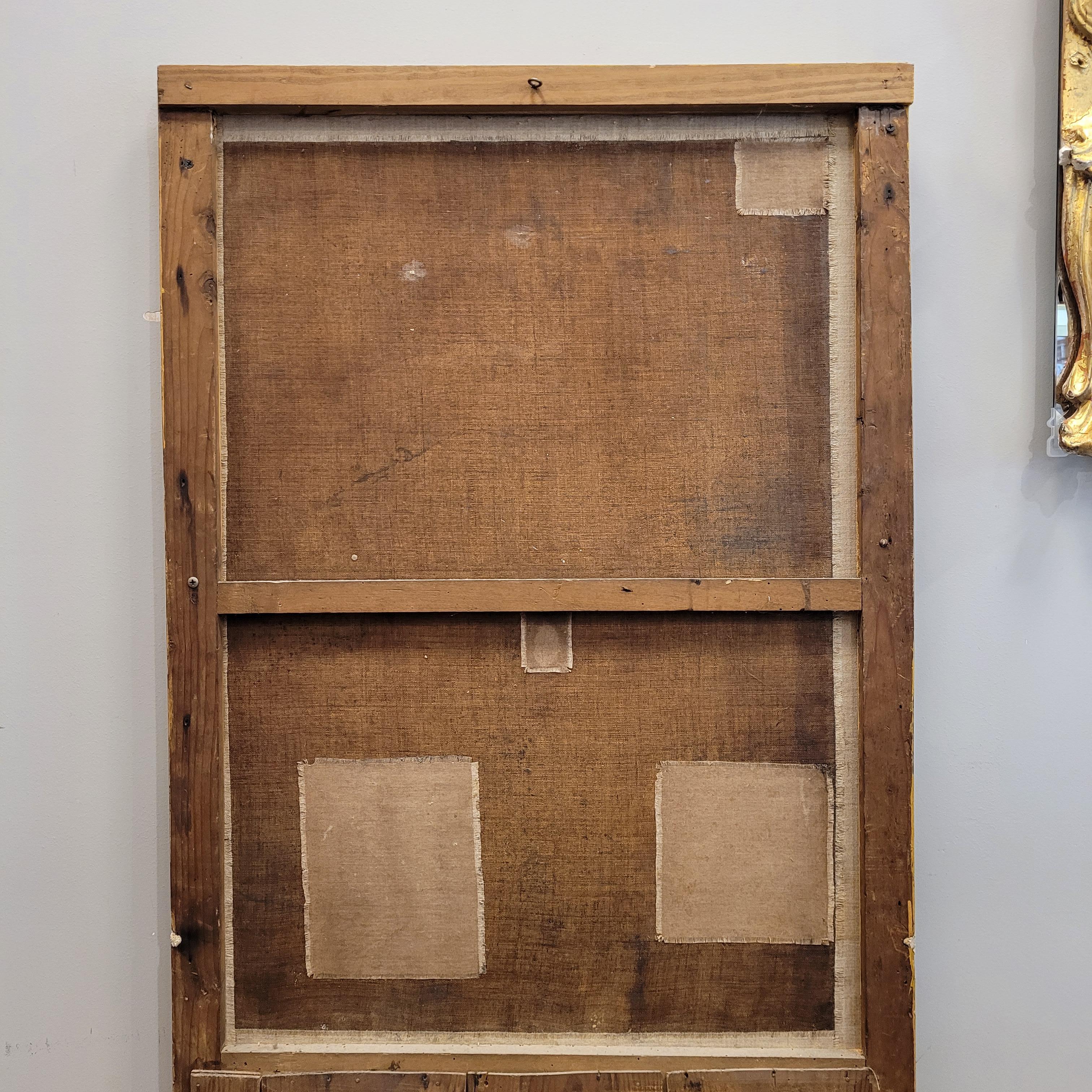French trumeau mirror and baroque painting in a gilded frame 13