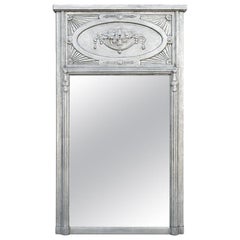 French Trumeau Mirror, Silvered Leaf, circa 1910