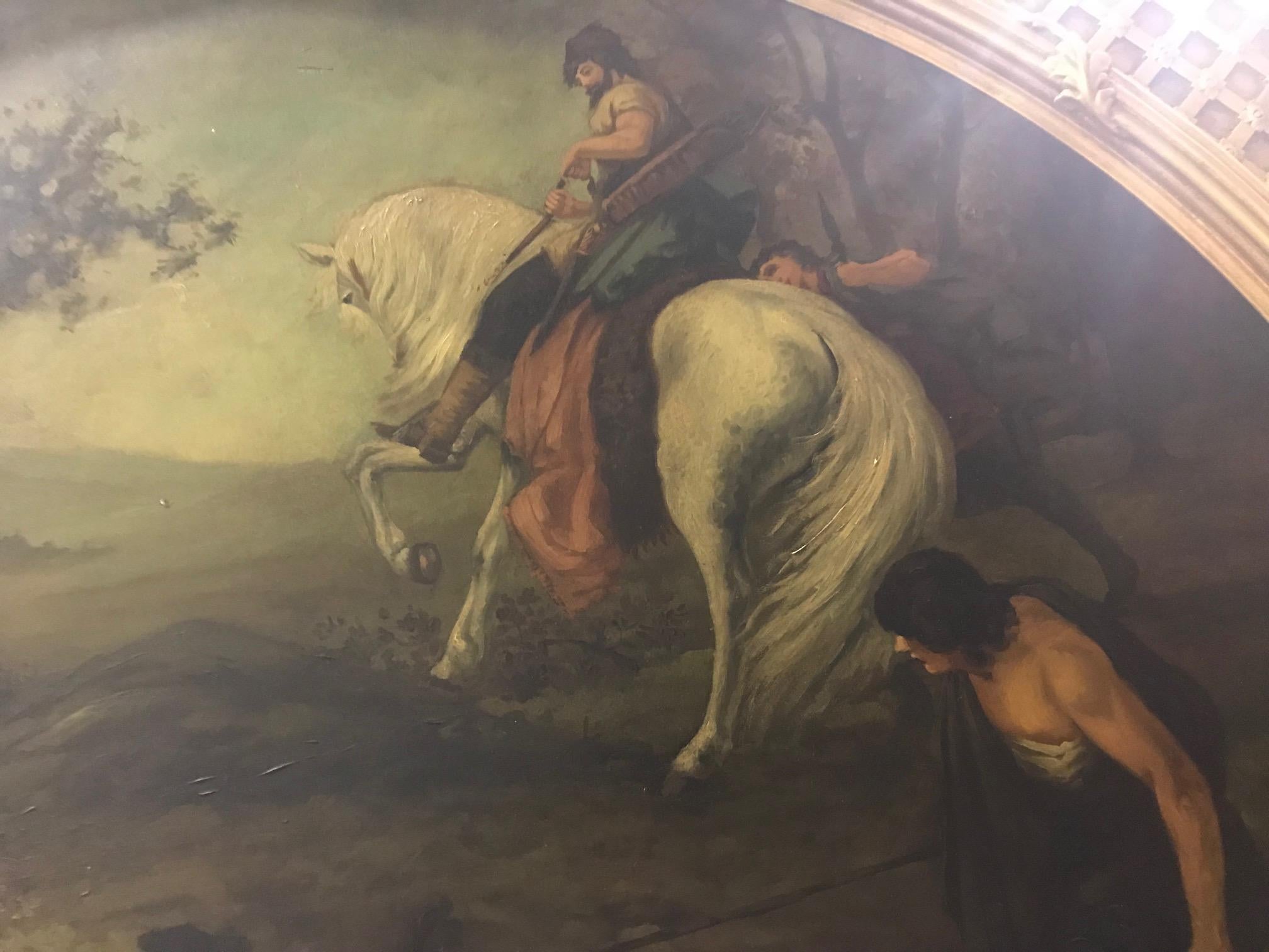 Francese Specchio francese Trumeau con dipinto Demi Lune, XIX secolo