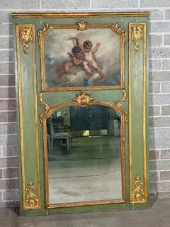 Specchio Trumeau francese con cherubini dipinti
