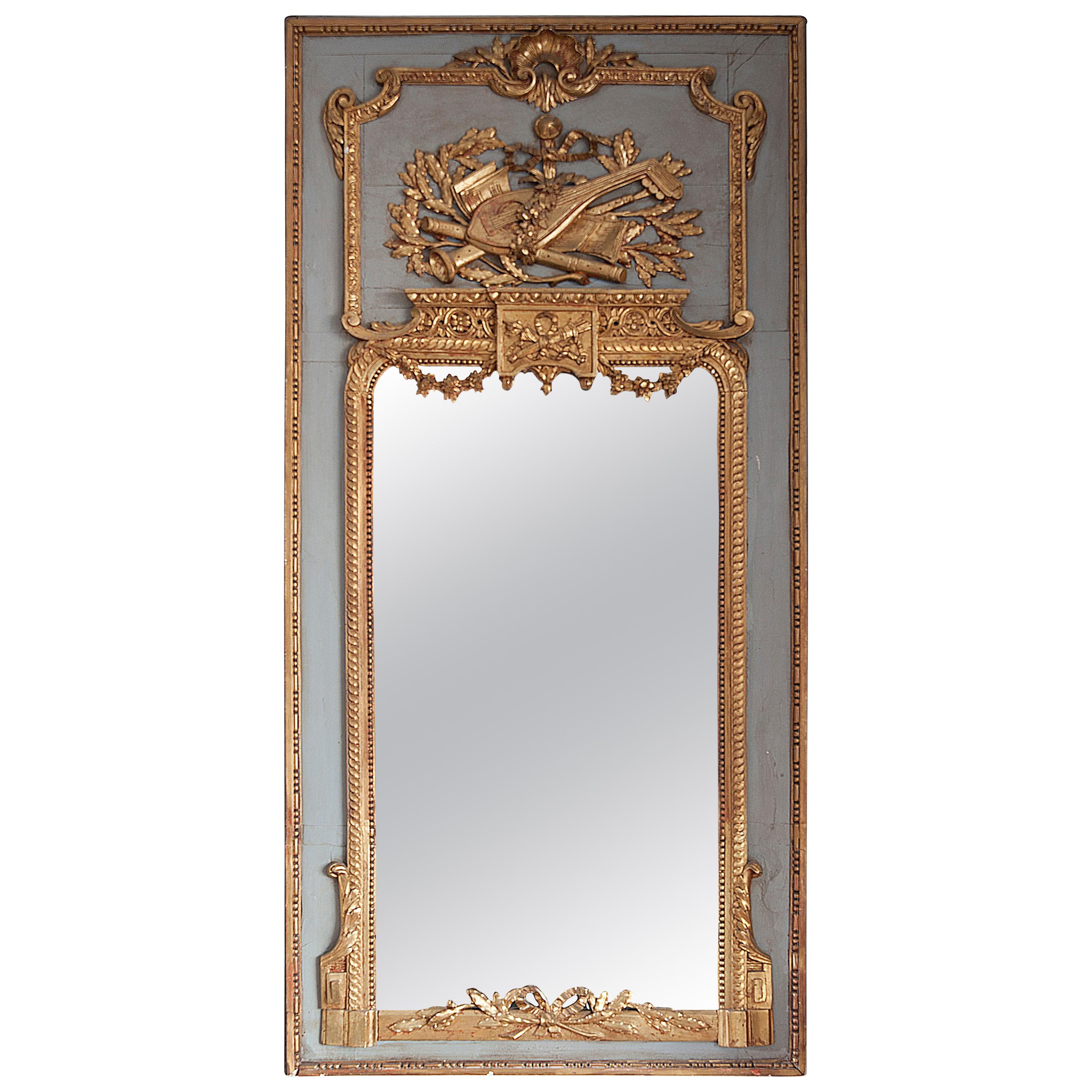 French Trumeau Mirror with Musical Instruments