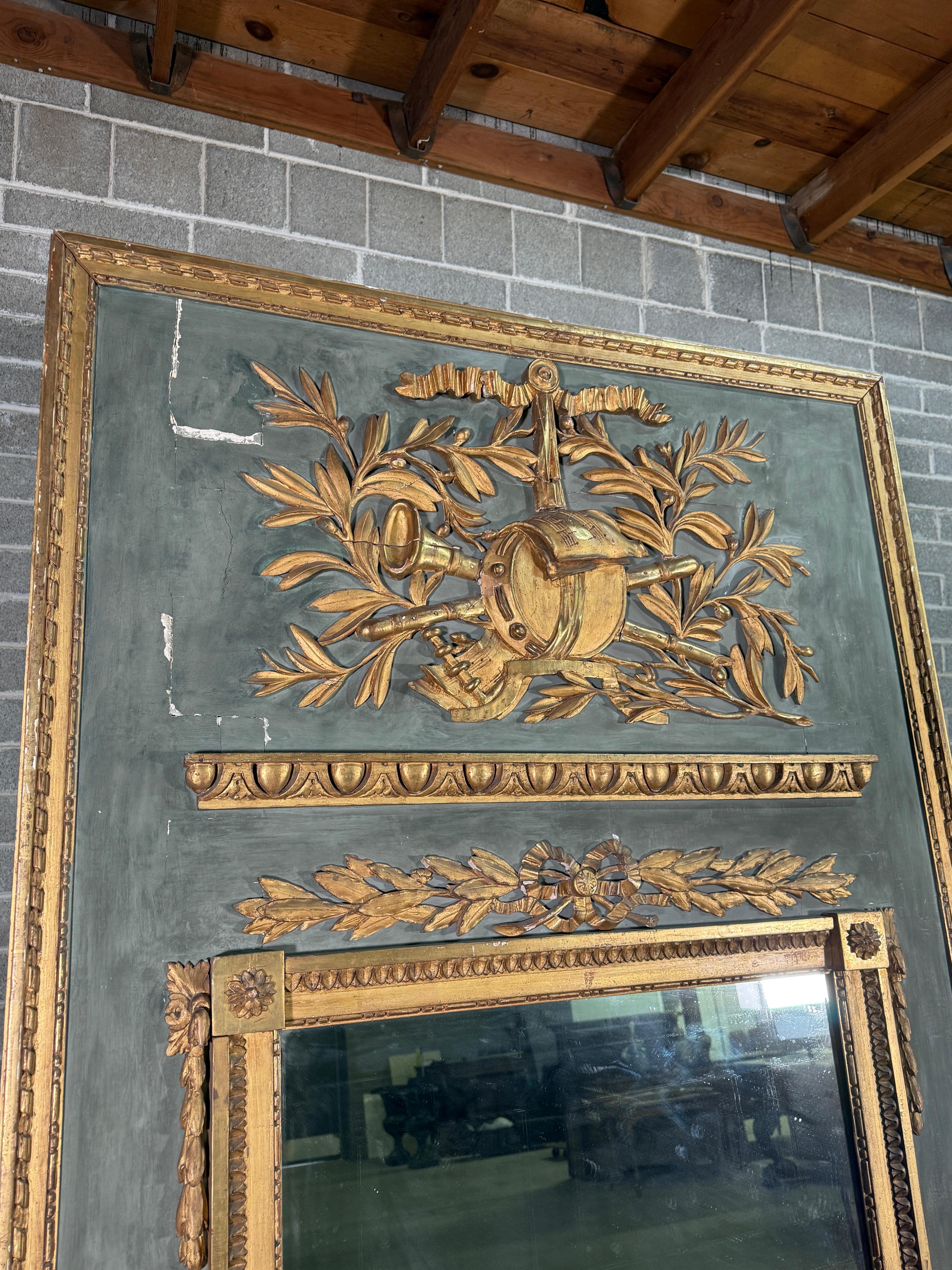 French Provincial French Trumeau Panel - Painted with Water Gilding For Sale