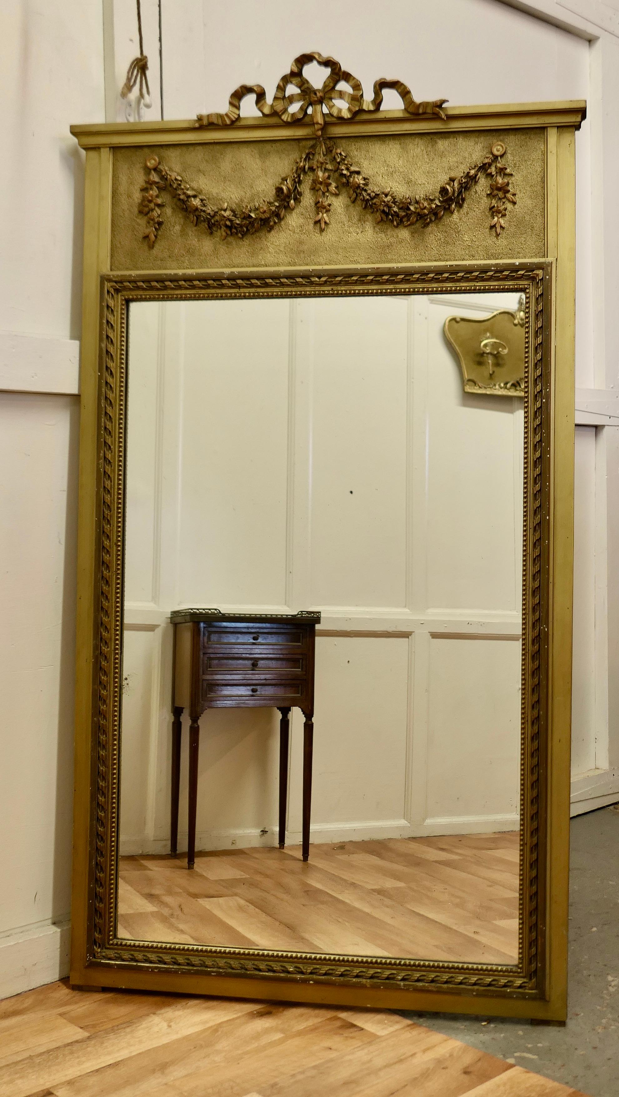 Baroque French Trumeau Style Pier Console Mirror   For Sale