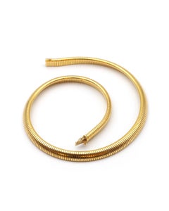 French tubogas Retro 18K gold flexible necklace circa 1950