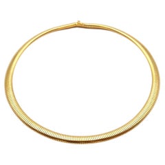 French tubogas Retro 18K gold flexible necklace circa 1950