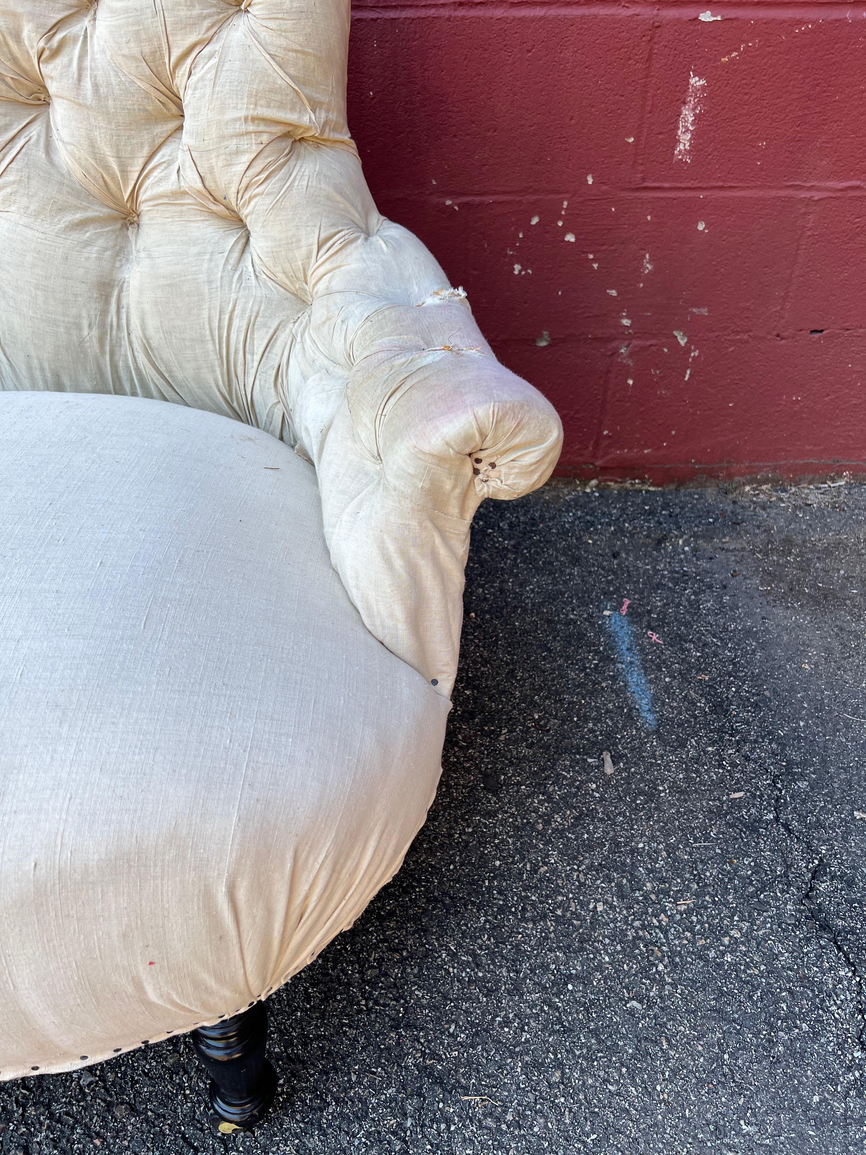 French Tufted Napoleon III Settee 4