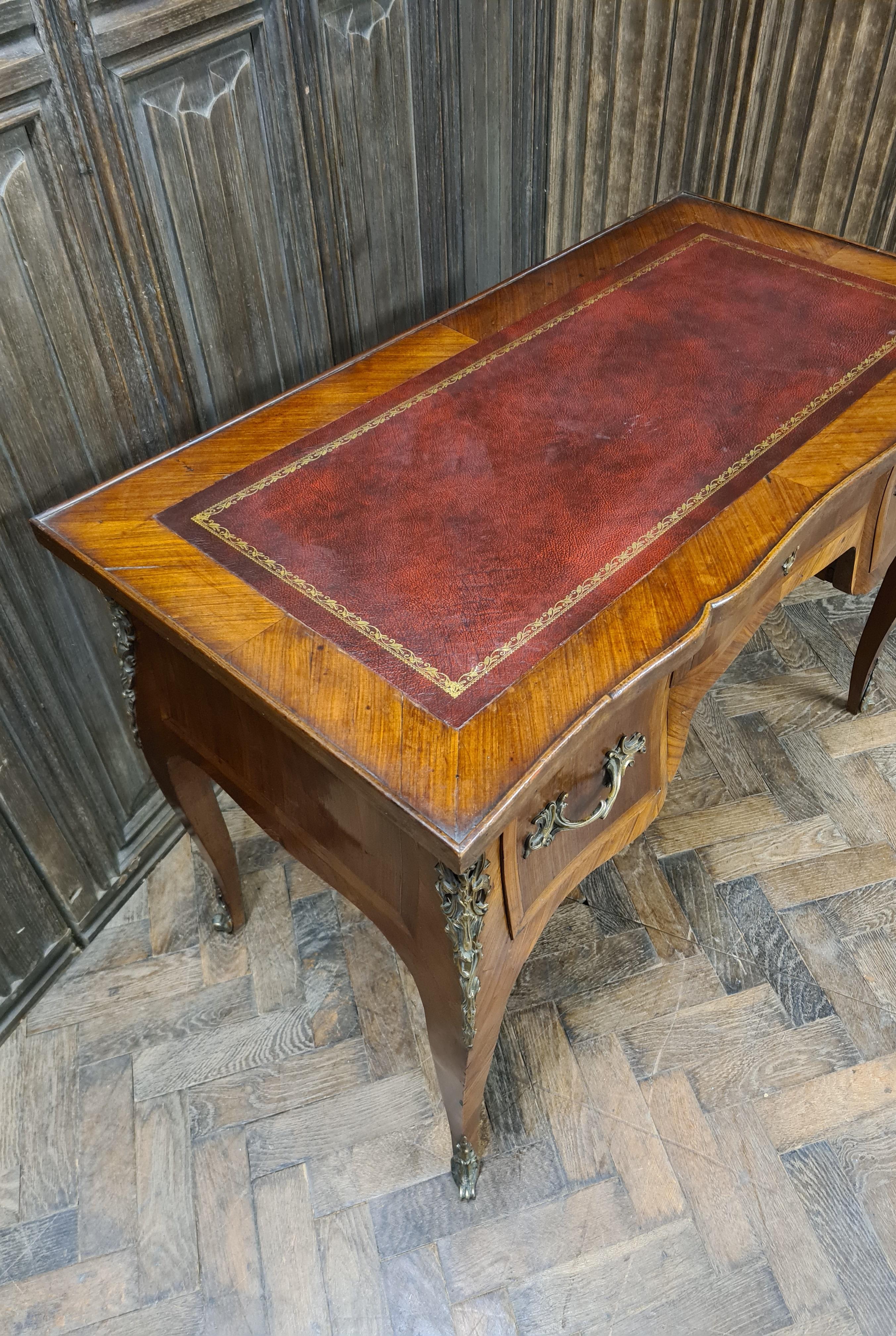 Rococo Revival French Tulipwood Writing Desk For Sale