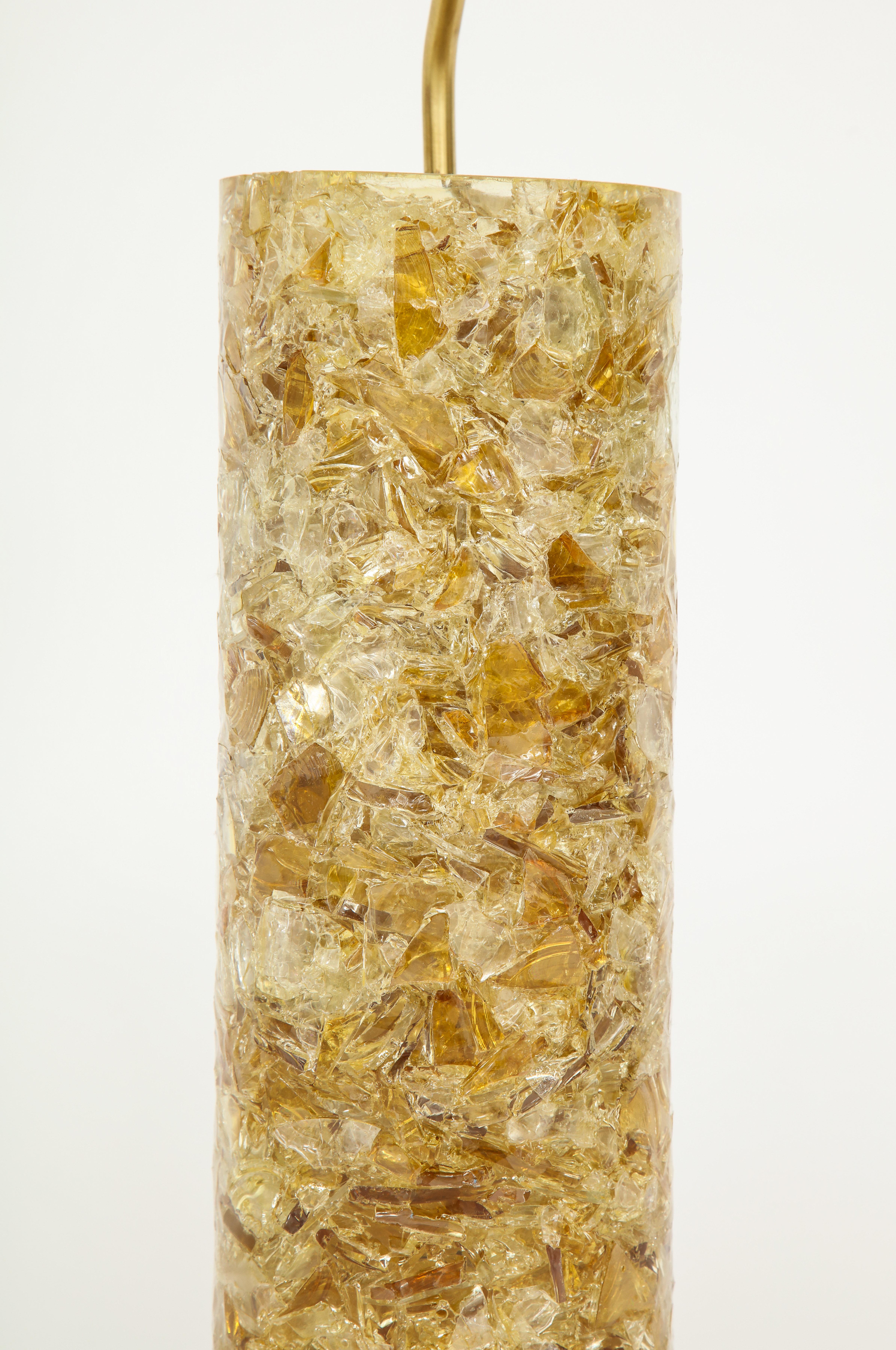 French Tumbled Glass Shard Column Lamp In Excellent Condition In New York, NY