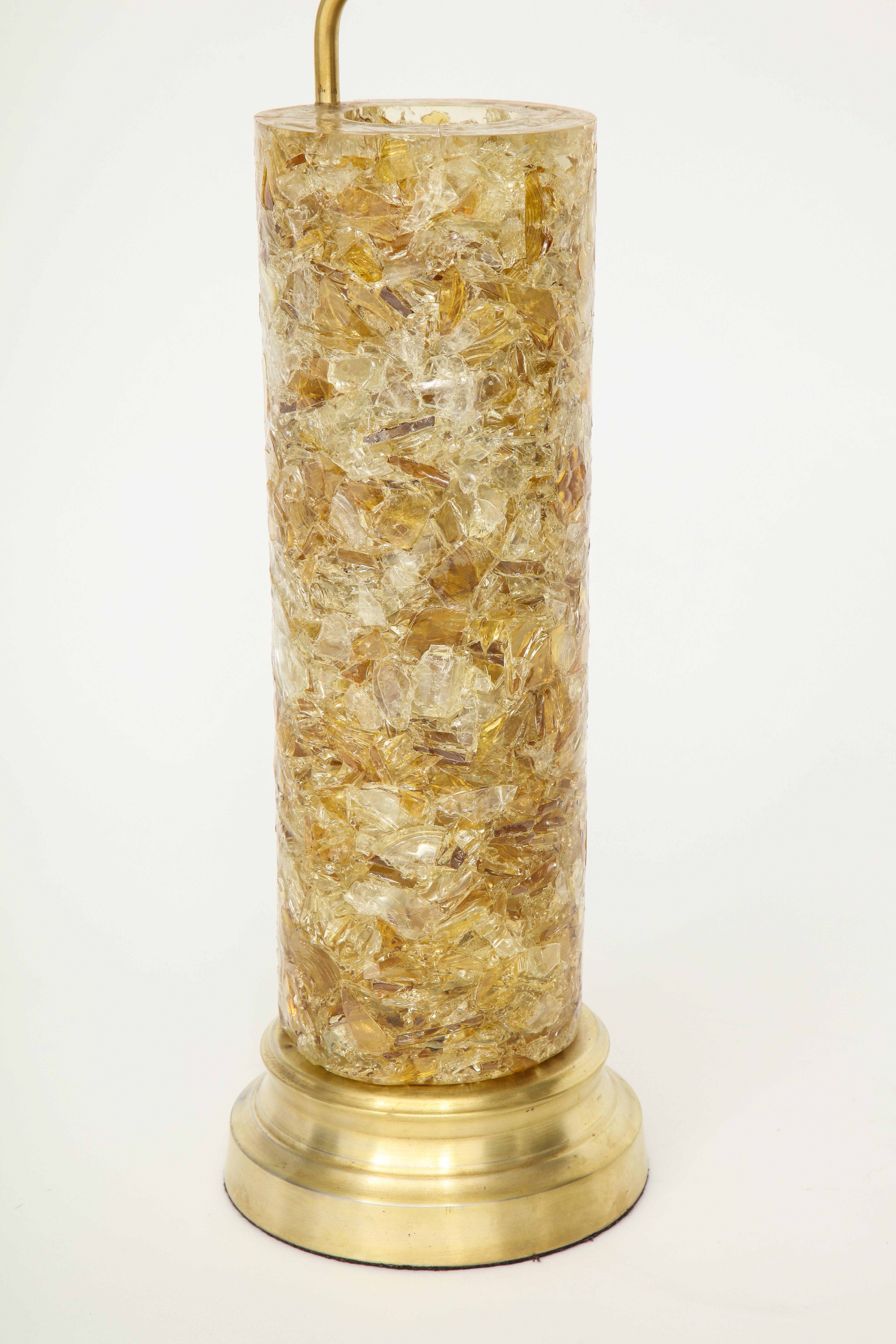 20th Century French Tumbled Glass Shard Column Lamp