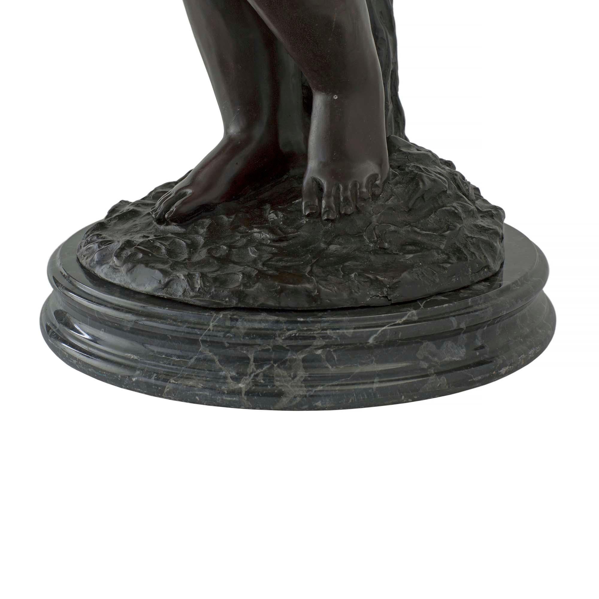 French Turn of the 20th Century Bronze Statues Mounted into Lamps, Signed Moreau For Sale 3