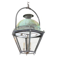 French Turn of the Century 1900s Copper and Iron Hexagonal Domed Lantern