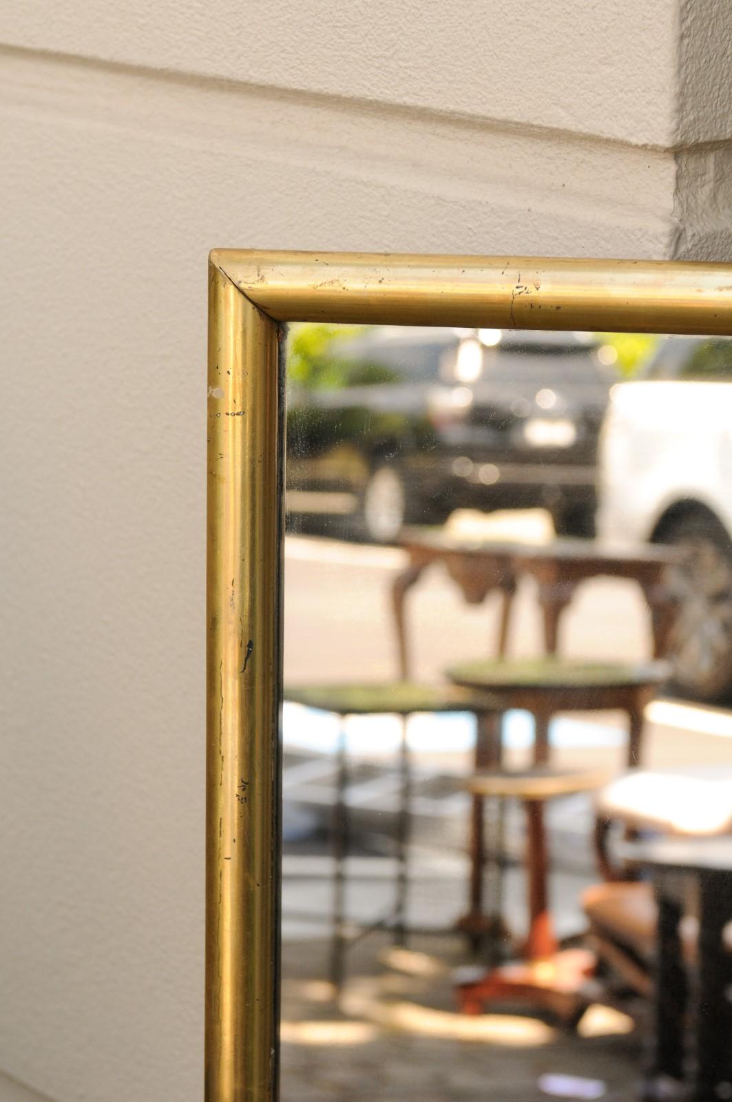 20th Century French Turn of the Century 1900s Giltwood Rectangular Mirror with Rounded Edges