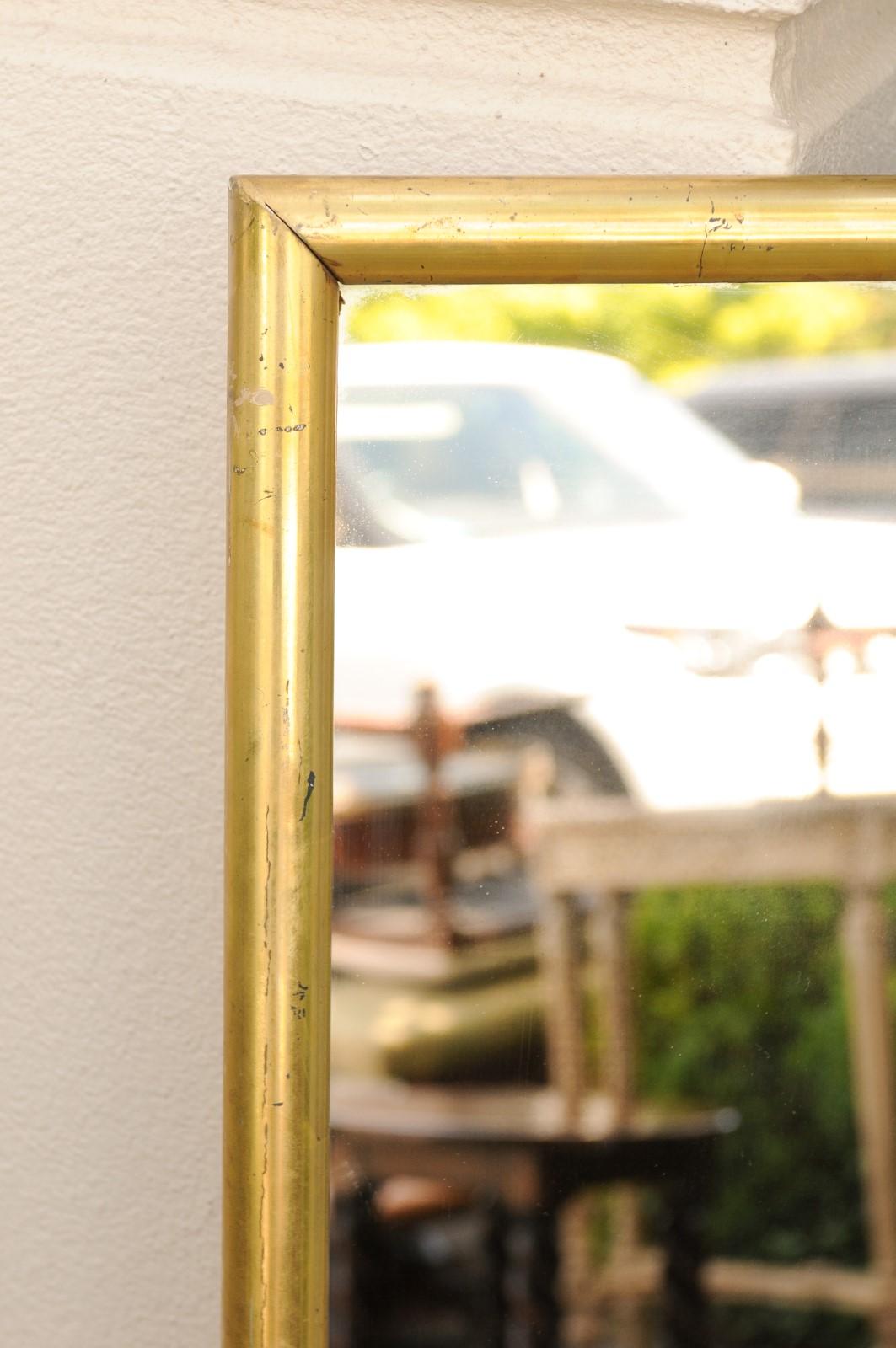 French Turn of the Century 1900s Giltwood Rectangular Mirror with Rounded Edges 5