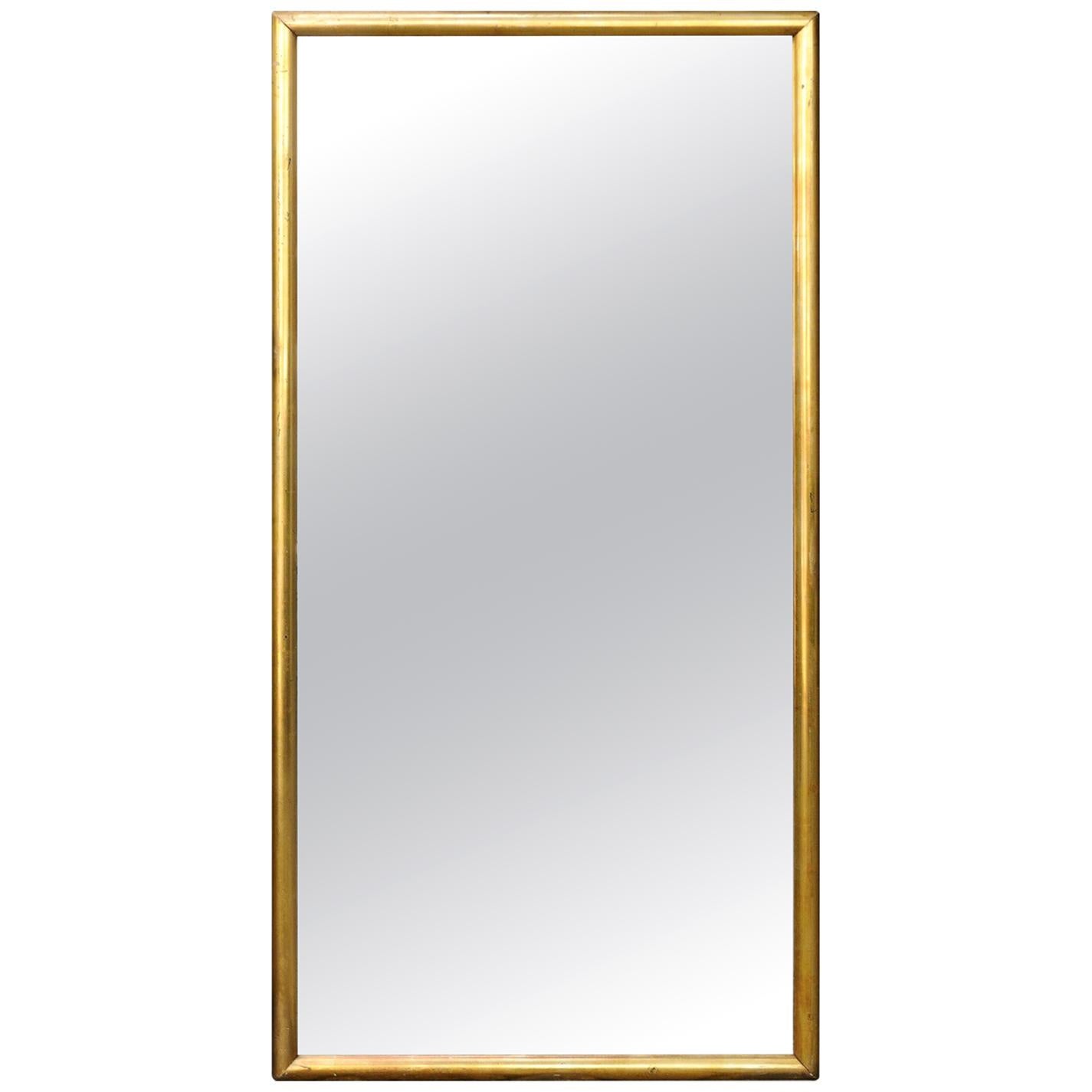 French Turn of the Century 1900s Giltwood Rectangular Mirror with Rounded Edges