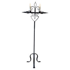 French Turn of the Century Candelabras Style Four-Light Wrought-Iron Floor Lamp