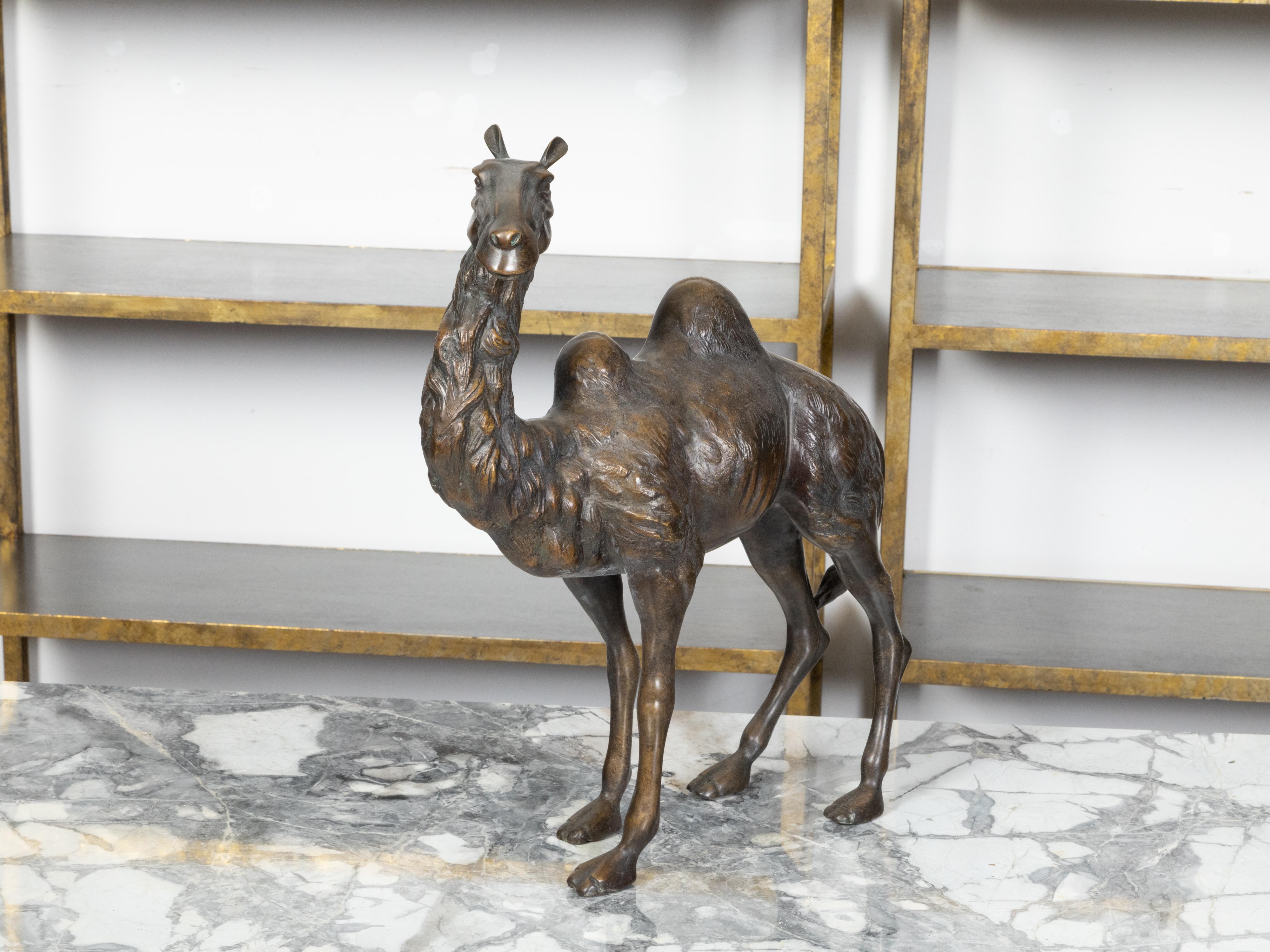 French Turn of the Century Cast Bronze Camel Statuette with Dark Patina, 1900s For Sale 6