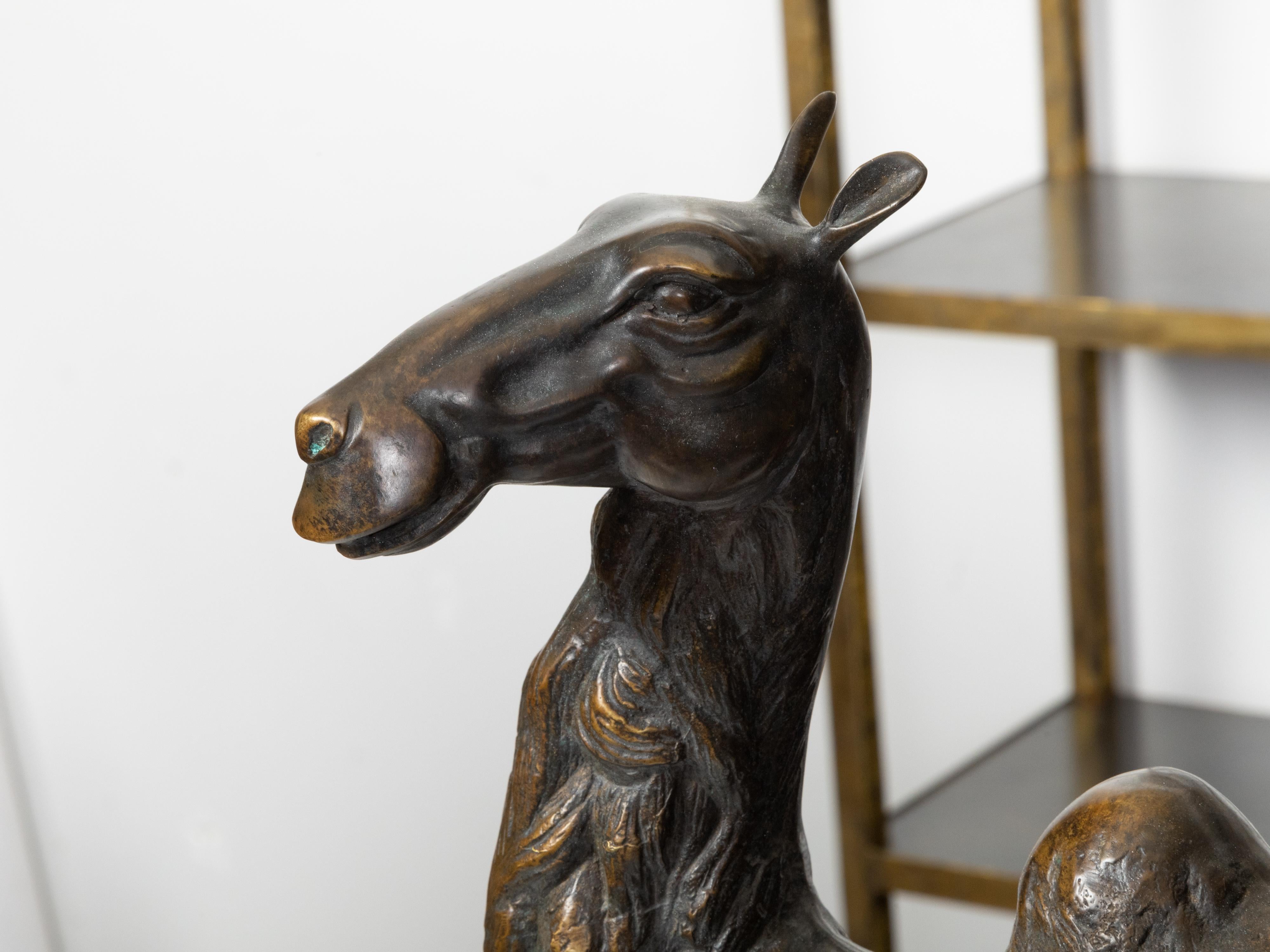French Turn of the Century Cast Bronze Camel Statuette with Dark Patina, 1900s For Sale 3