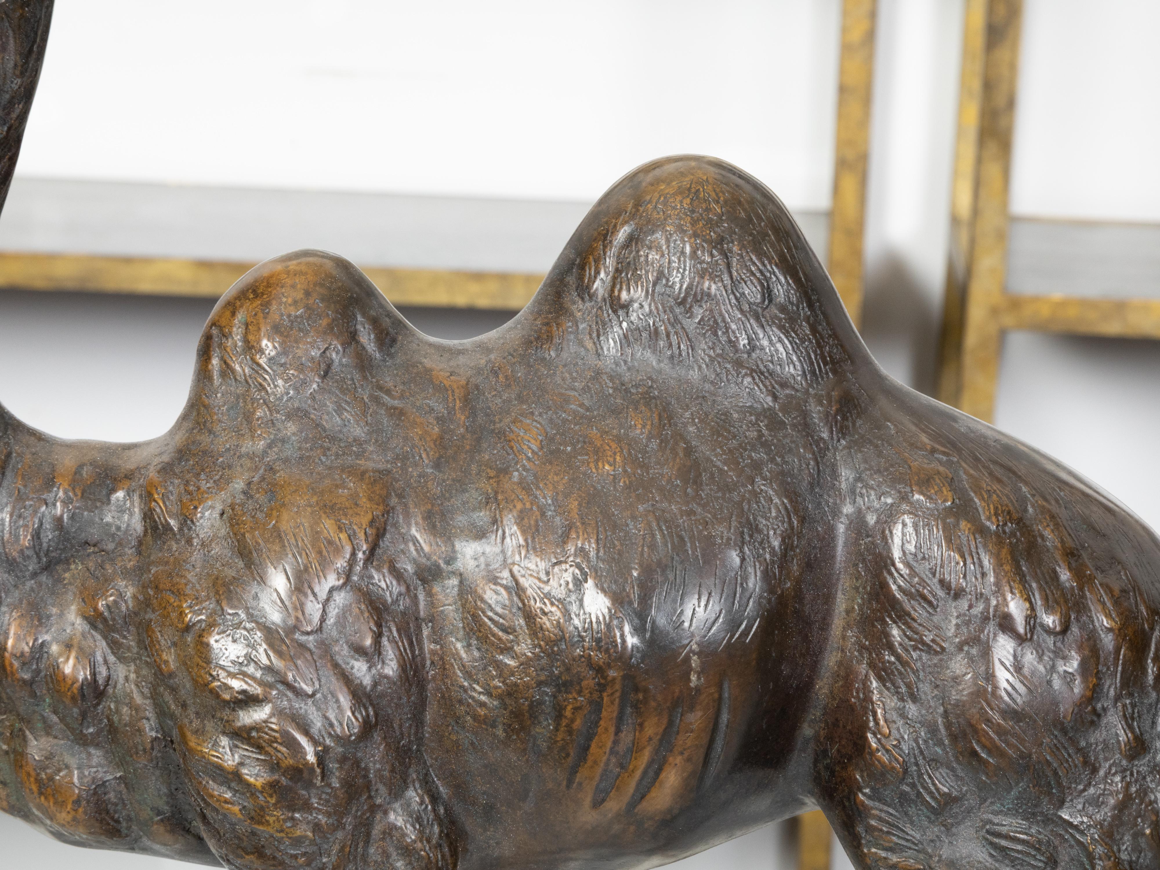 Statuette française du début du siècle en bronze coulé représentant un camel avec une patine foncée, années 1900 en vente 1