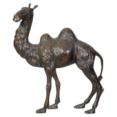 French Turn of the Century Cast Bronze Camel Statuette with Dark Patina, 1900s