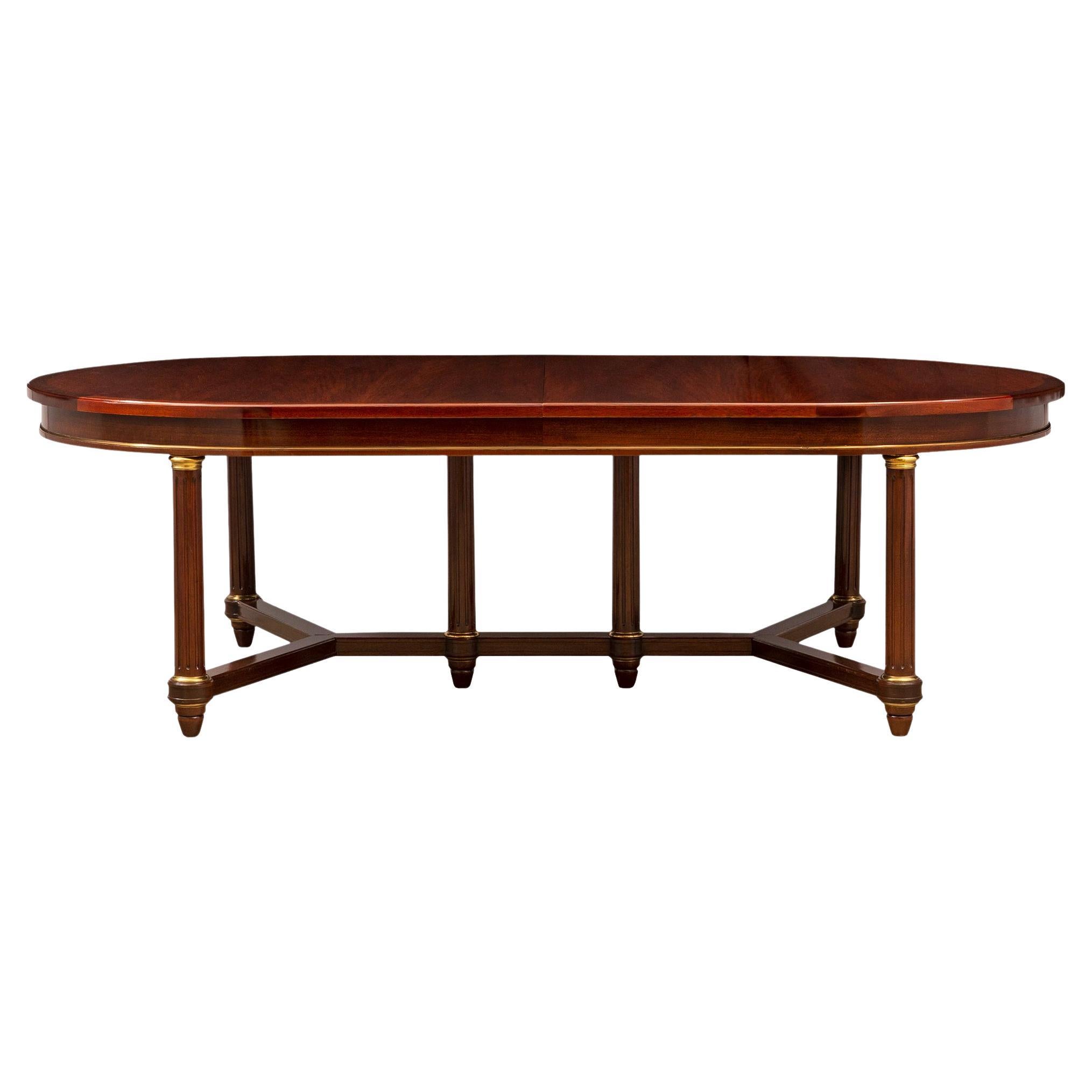 French Turn of the Century Empire St. Flamed Mahogany and Ormolu Dining Table