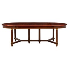 French Turn of the Century Empire St. Flamed Mahogany and Ormolu Dining Table