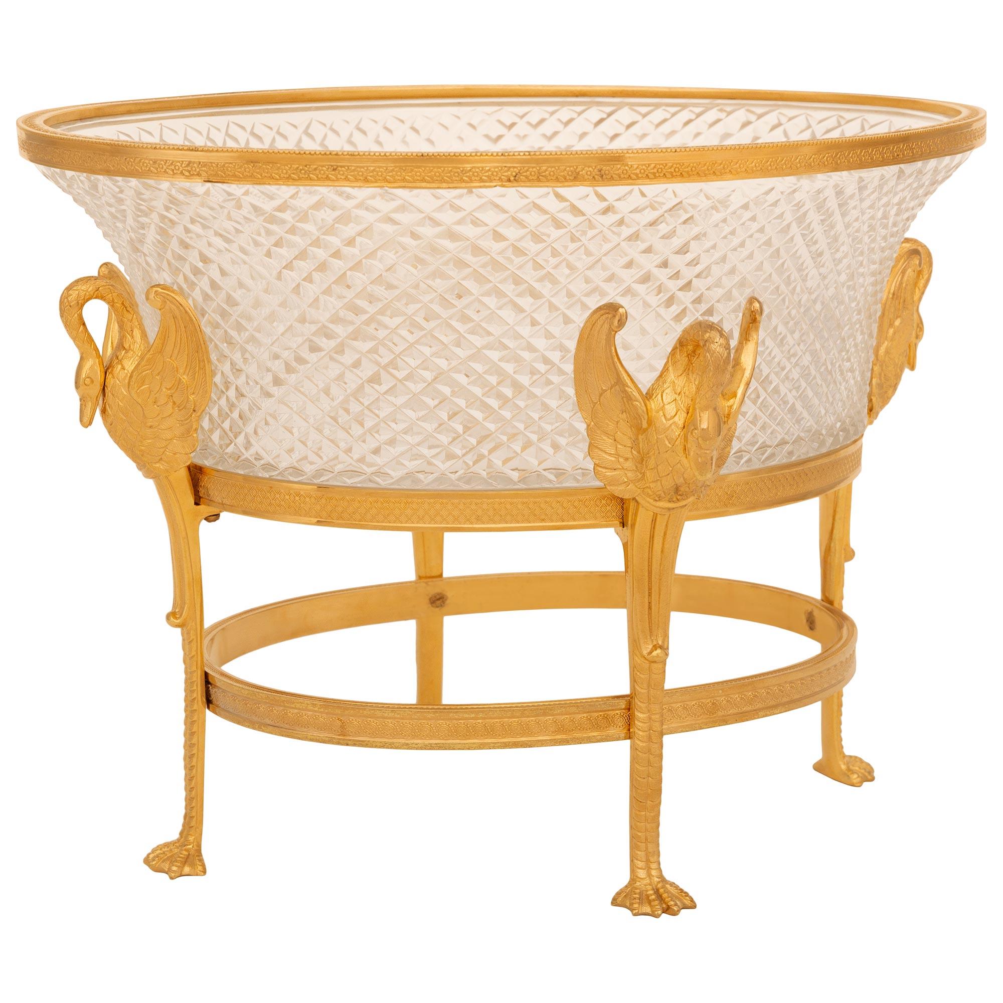 French Turn of the Century Empire st. Ormolu and Crystal centerpiece In Good Condition For Sale In West Palm Beach, FL