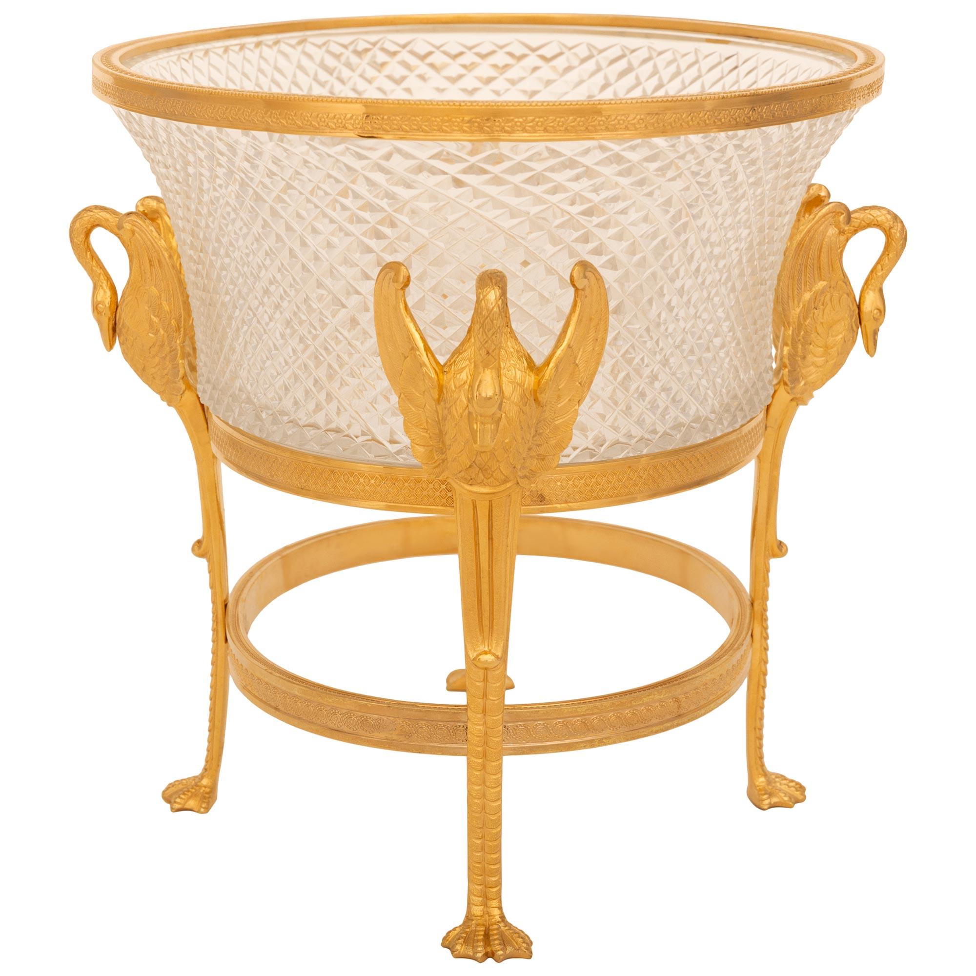 19th Century French Turn of the Century Empire st. Ormolu and Crystal centerpiece For Sale