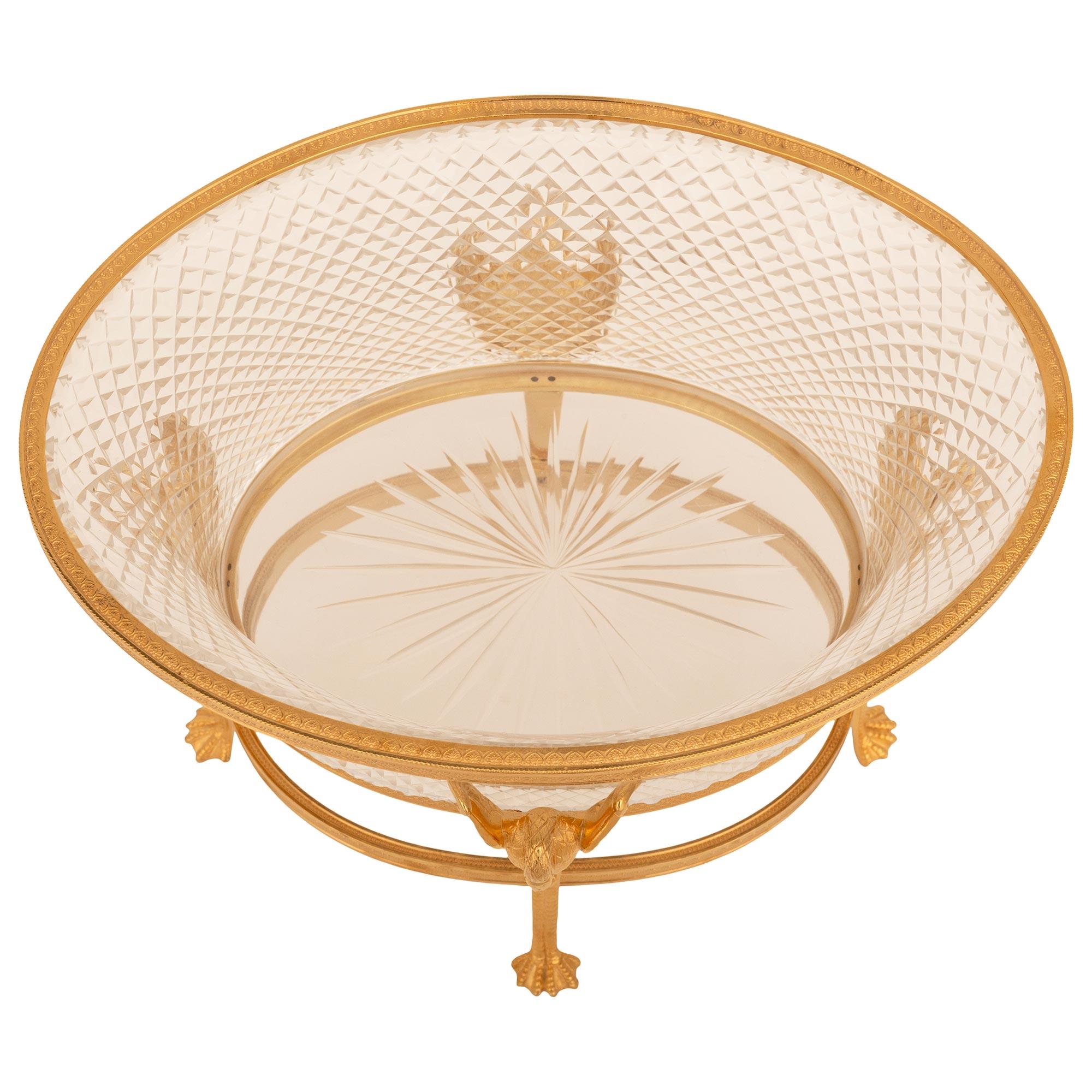 French Turn of the Century Empire st. Ormolu and Crystal centerpiece For Sale 4