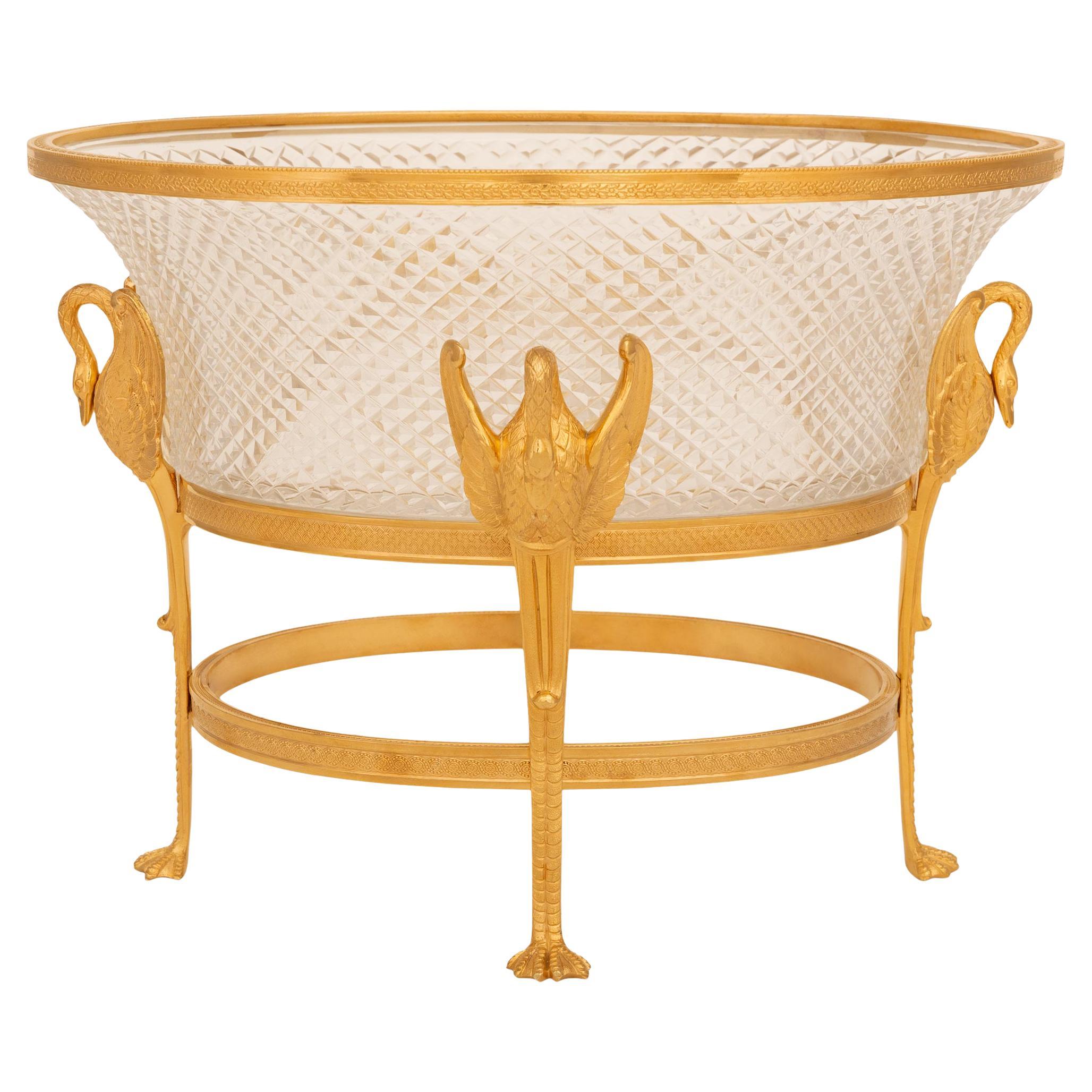 French Turn of the Century Empire st. Ormolu and Crystal centerpiece For Sale