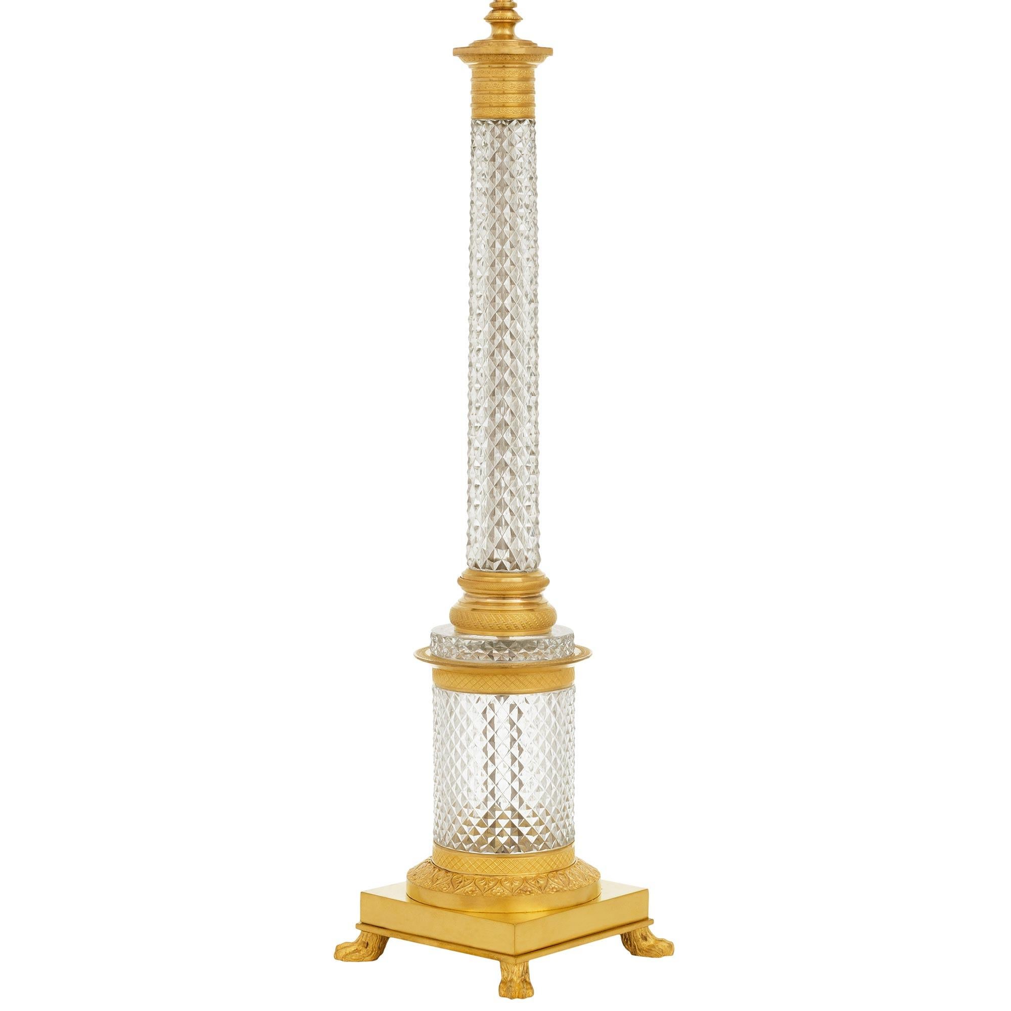 French Turn of the Century Empire st. Ormolu and Crystal lamp In Good Condition For Sale In West Palm Beach, FL