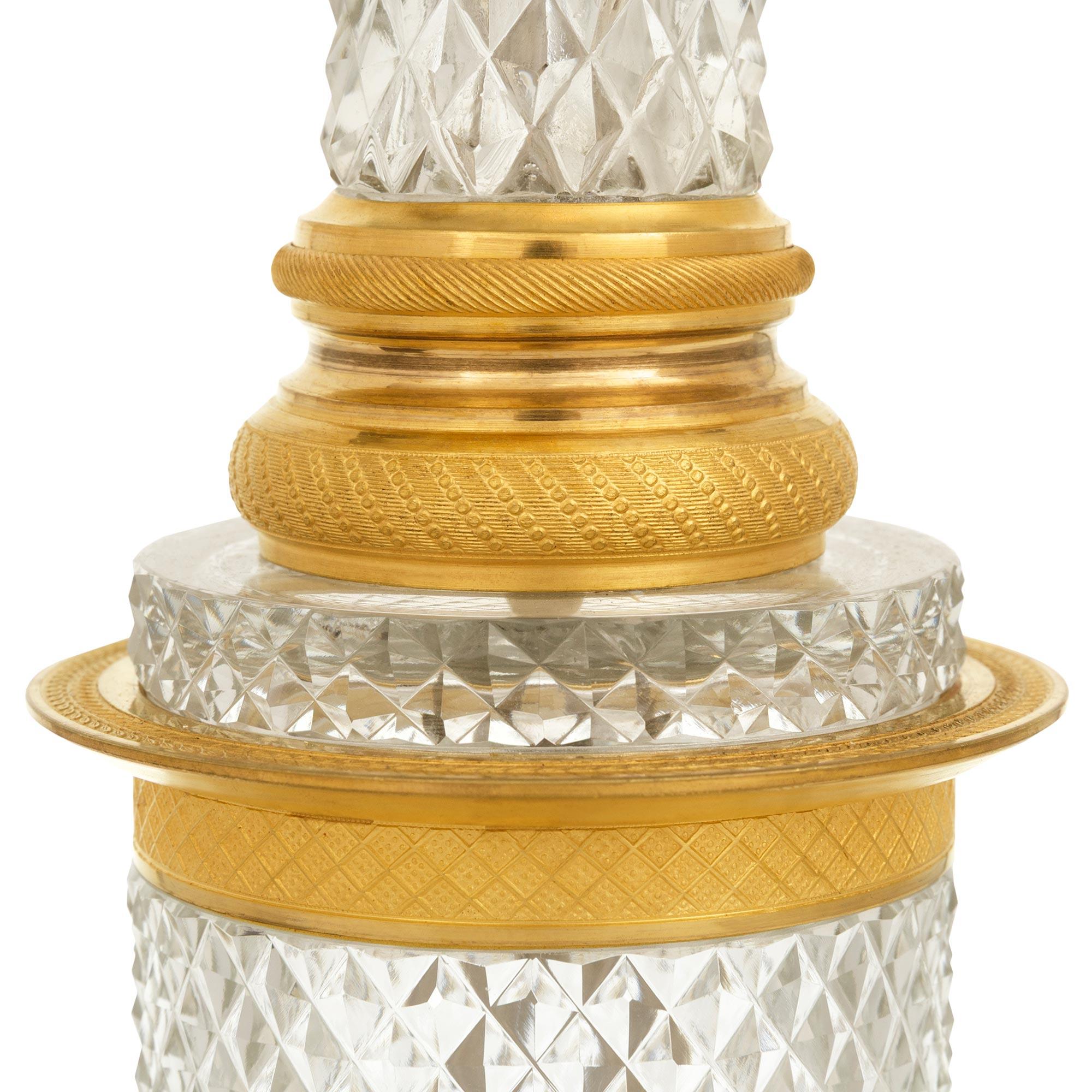 French Turn of the Century Empire st. Ormolu and Crystal lamp For Sale 2