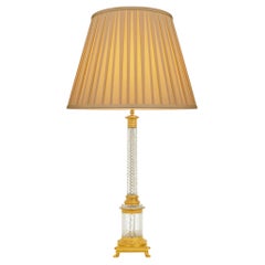 French Turn of the Century Empire st. Ormolu and Crystal lamp