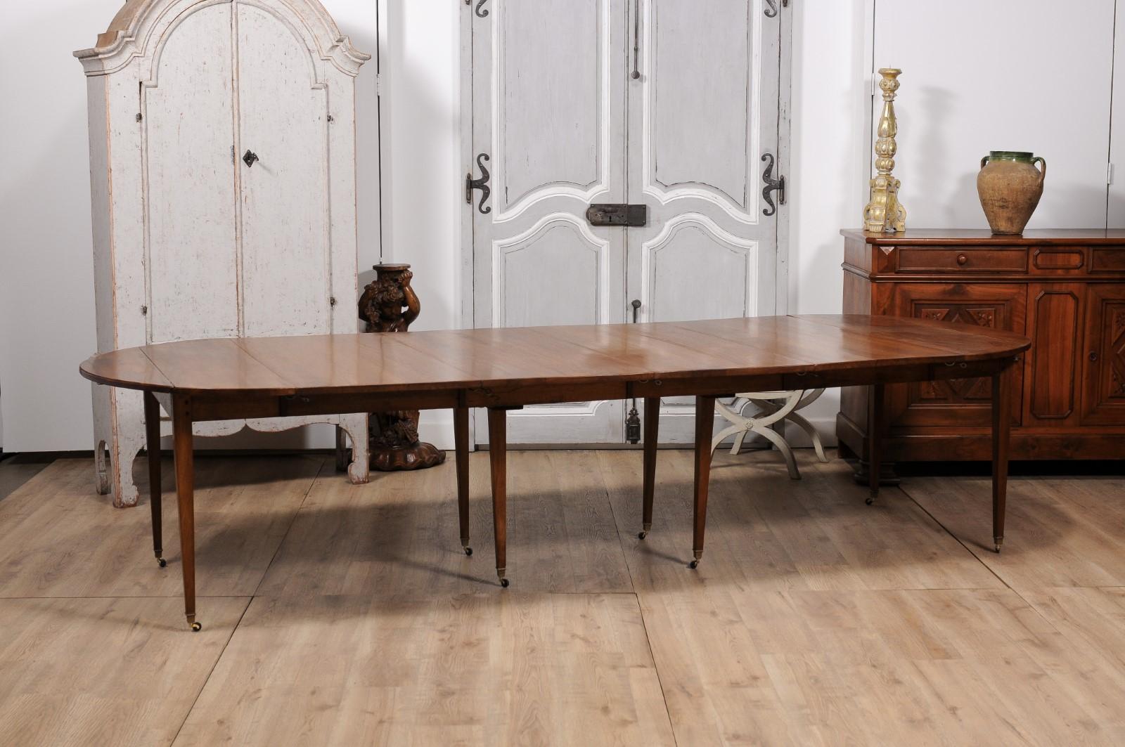 French Turn of the Century Extension Walnut Table With Five Leaves Circa 1900 For Sale 6