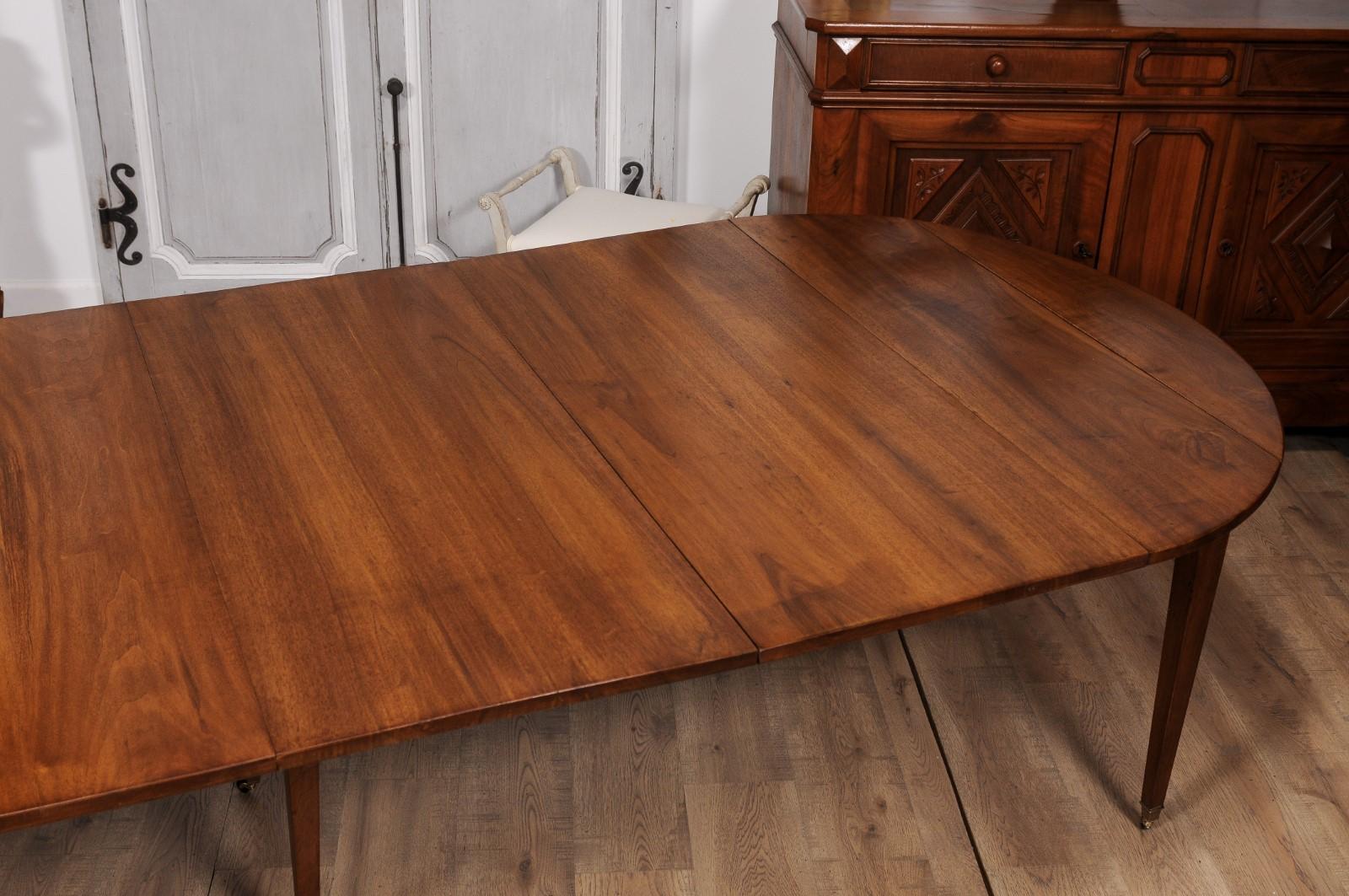 French Turn of the Century Extension Walnut Table With Five Leaves Circa 1900 For Sale 8