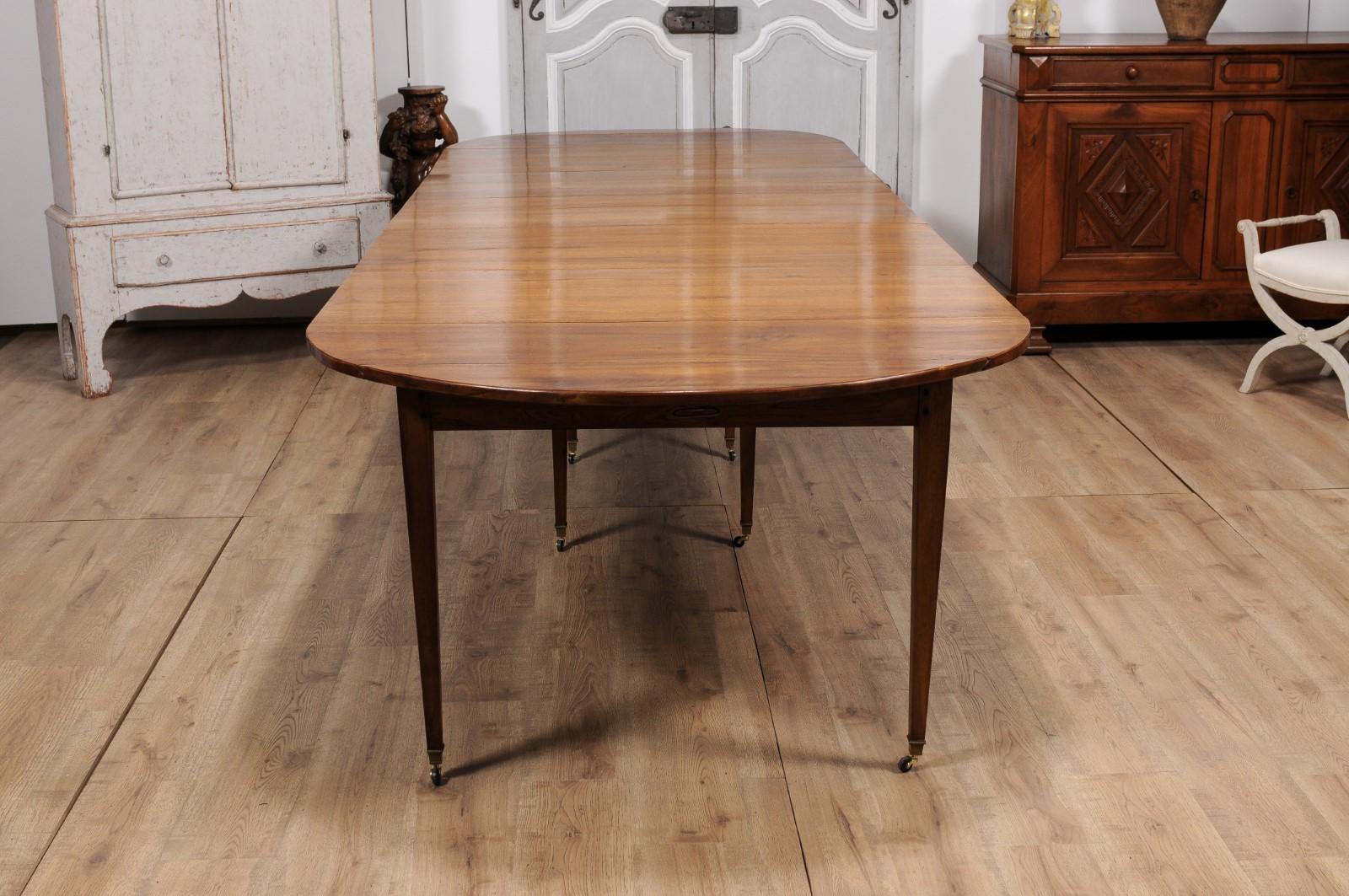 French Turn of the Century Extension Walnut Table With Five Leaves Circa 1900 For Sale 9