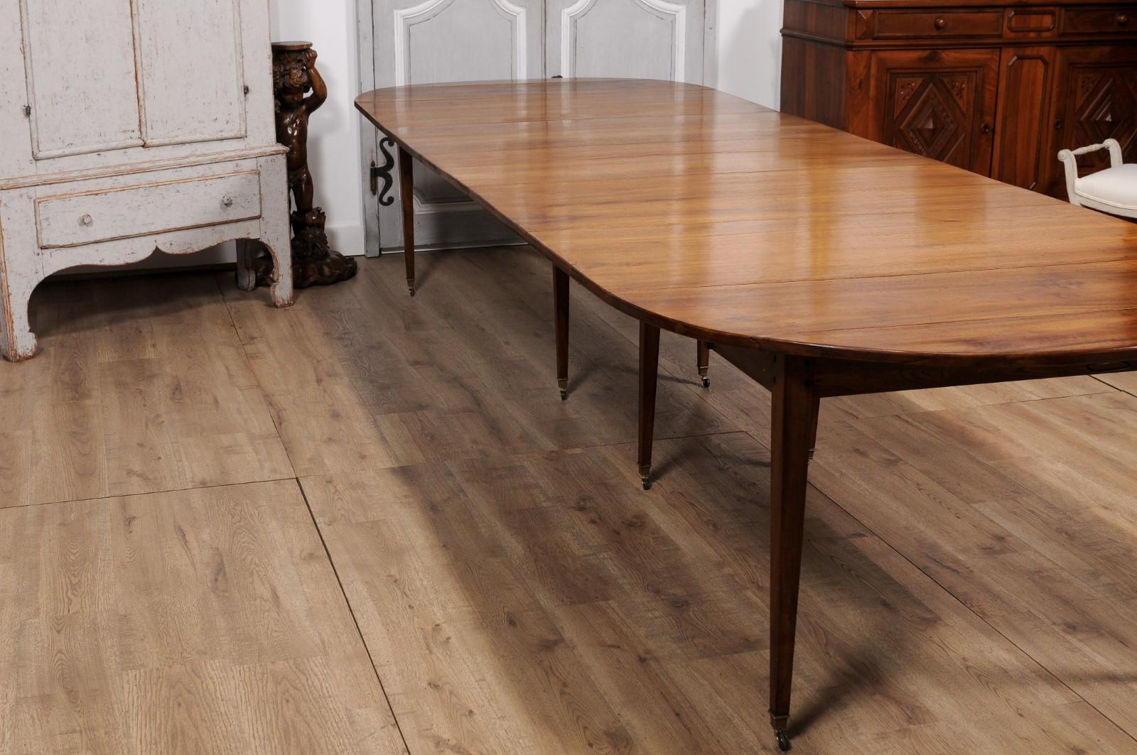 French Turn of the Century Extension Walnut Table With Five Leaves Circa 1900 For Sale 10