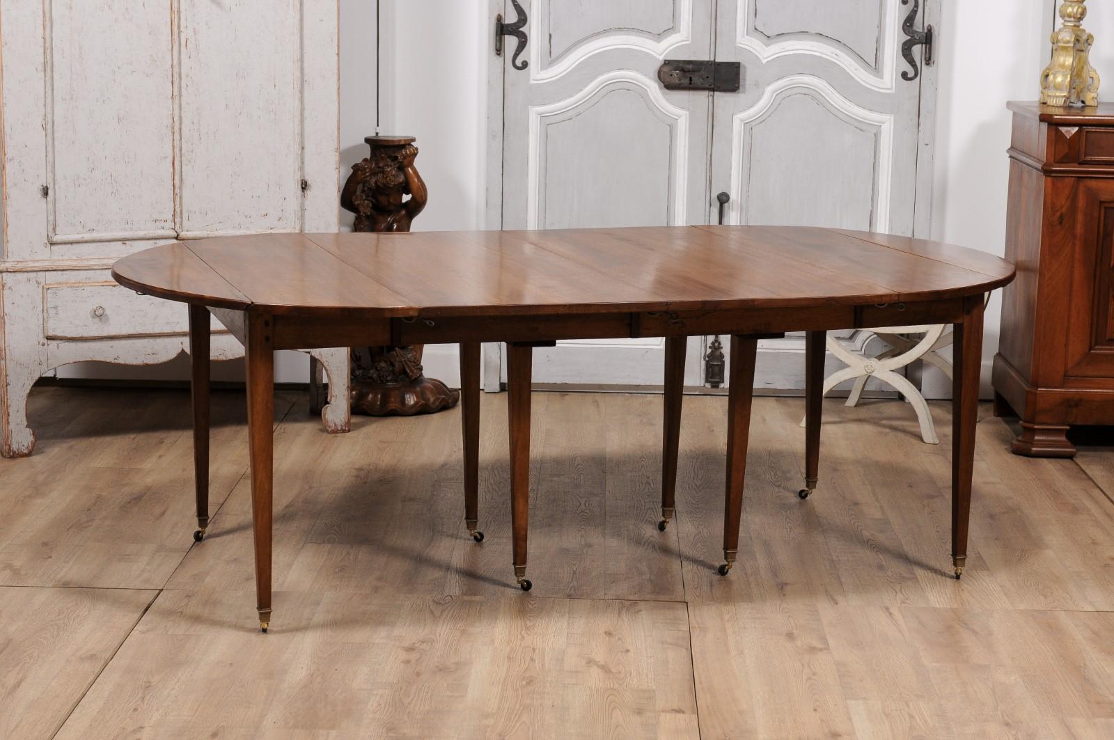 French Turn of the Century Extension Walnut Table With Five Leaves Circa 1900 For Sale 3