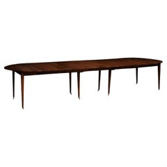 Antique French Turn of the Century Extension Walnut Table With Five Leaves Circa 1900
