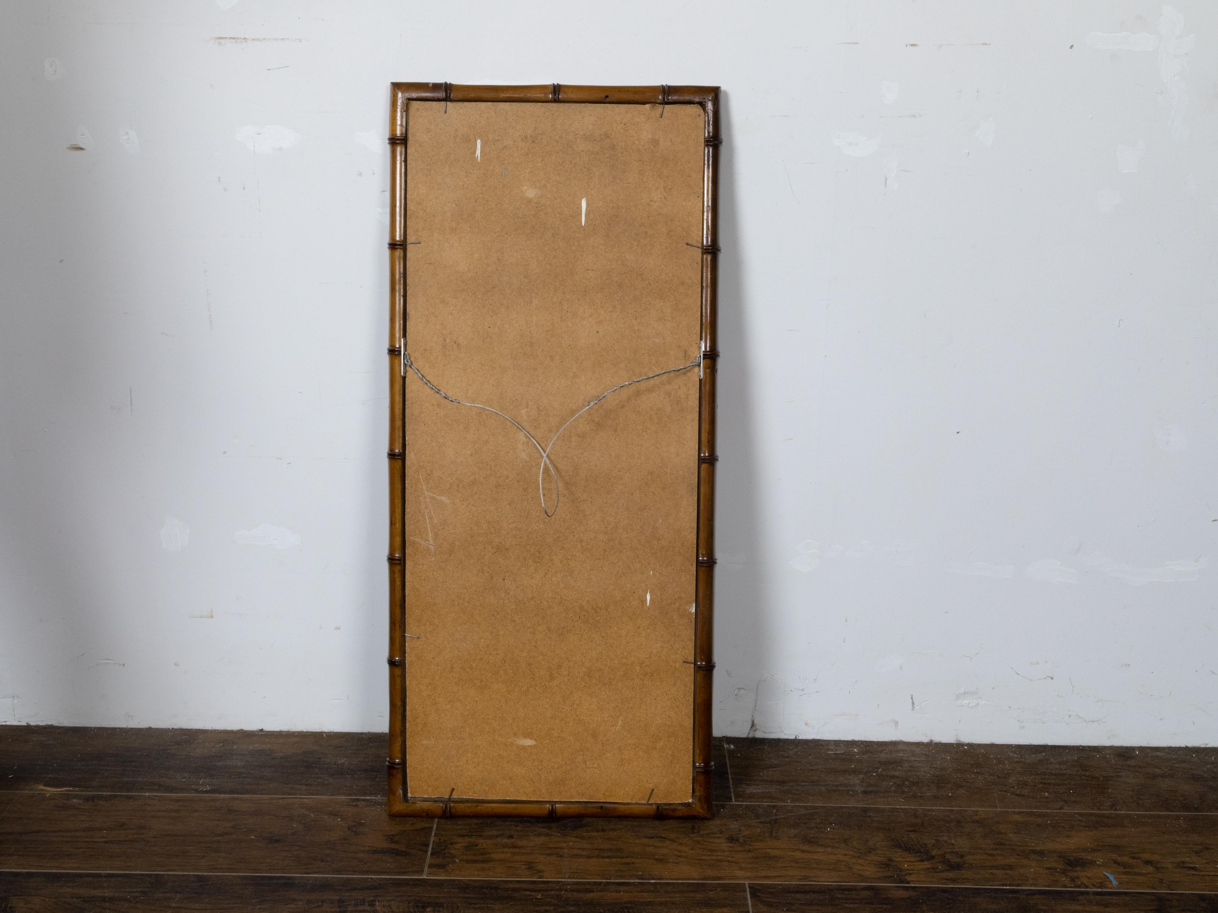 French Turn of the Century Faux Bamboo Brown Mirror with Clean Lines, circa 1900 3