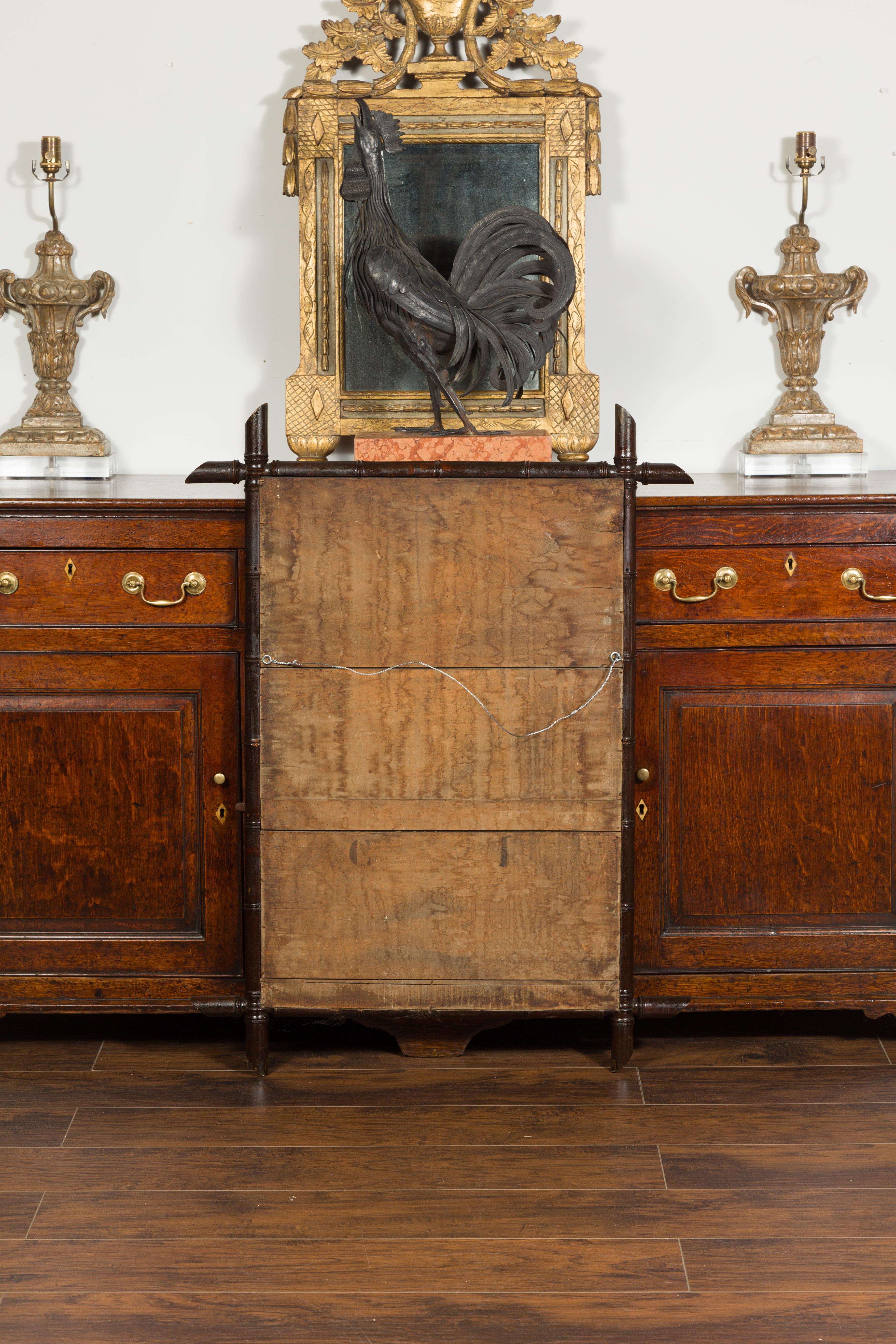 French Turn of the Century Faux Bamboo Mirror with Dark Brown Patina, circa 1900 7