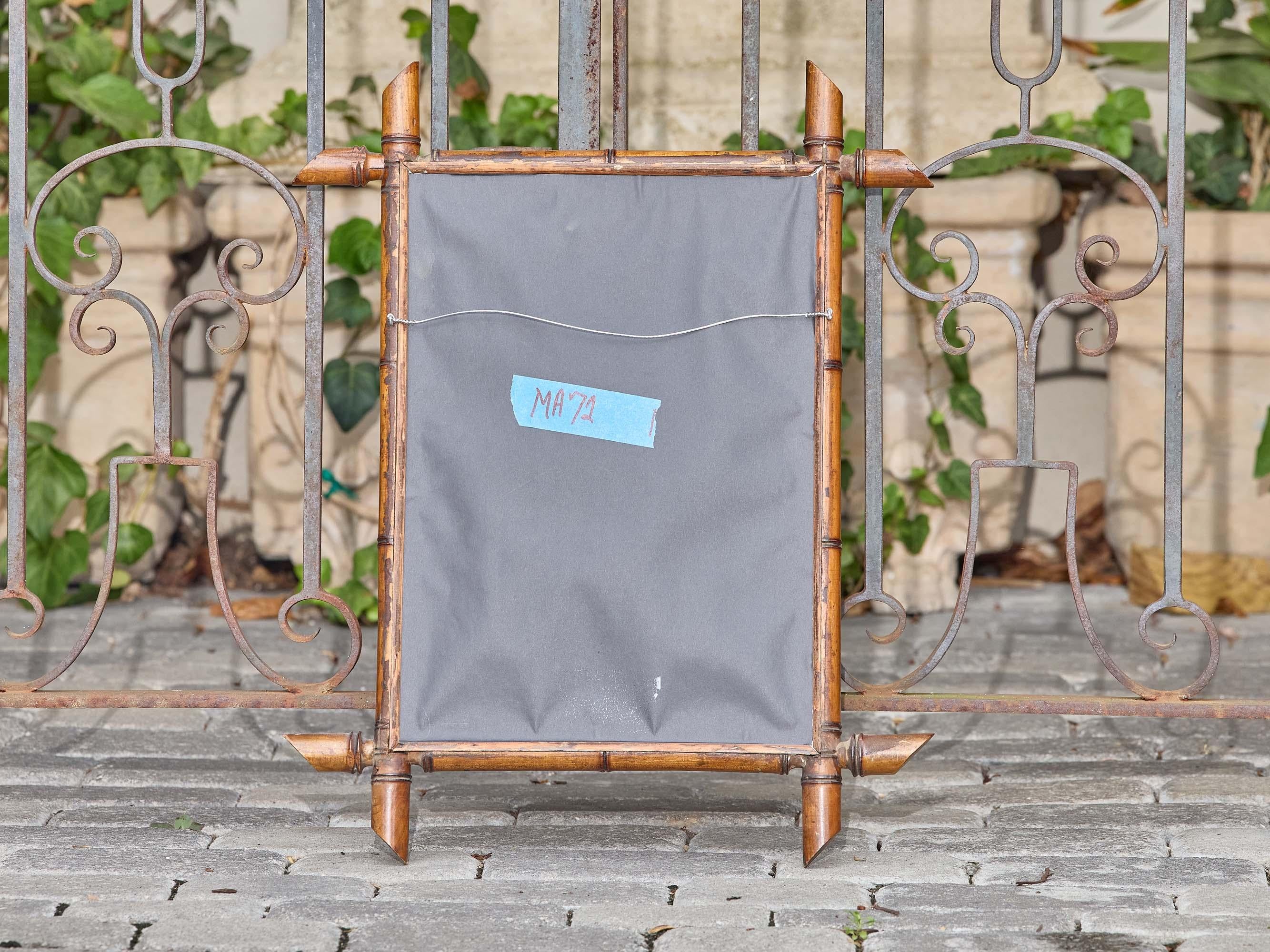 Espejo de Pared Francés de Faux Bambú de Fin de Siglo en Madera Tono Miel en venta 2