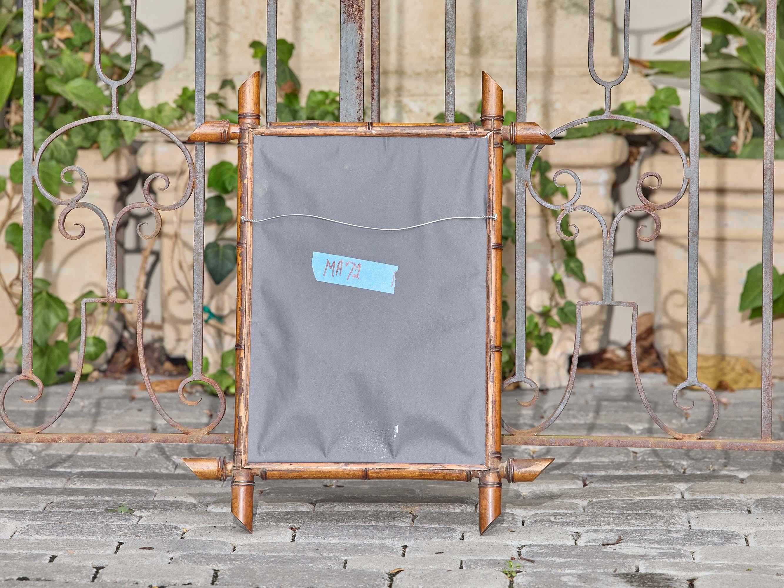 Espejo de Pared Francés de Faux Bambú de Fin de Siglo en Madera Tono Miel en venta 3