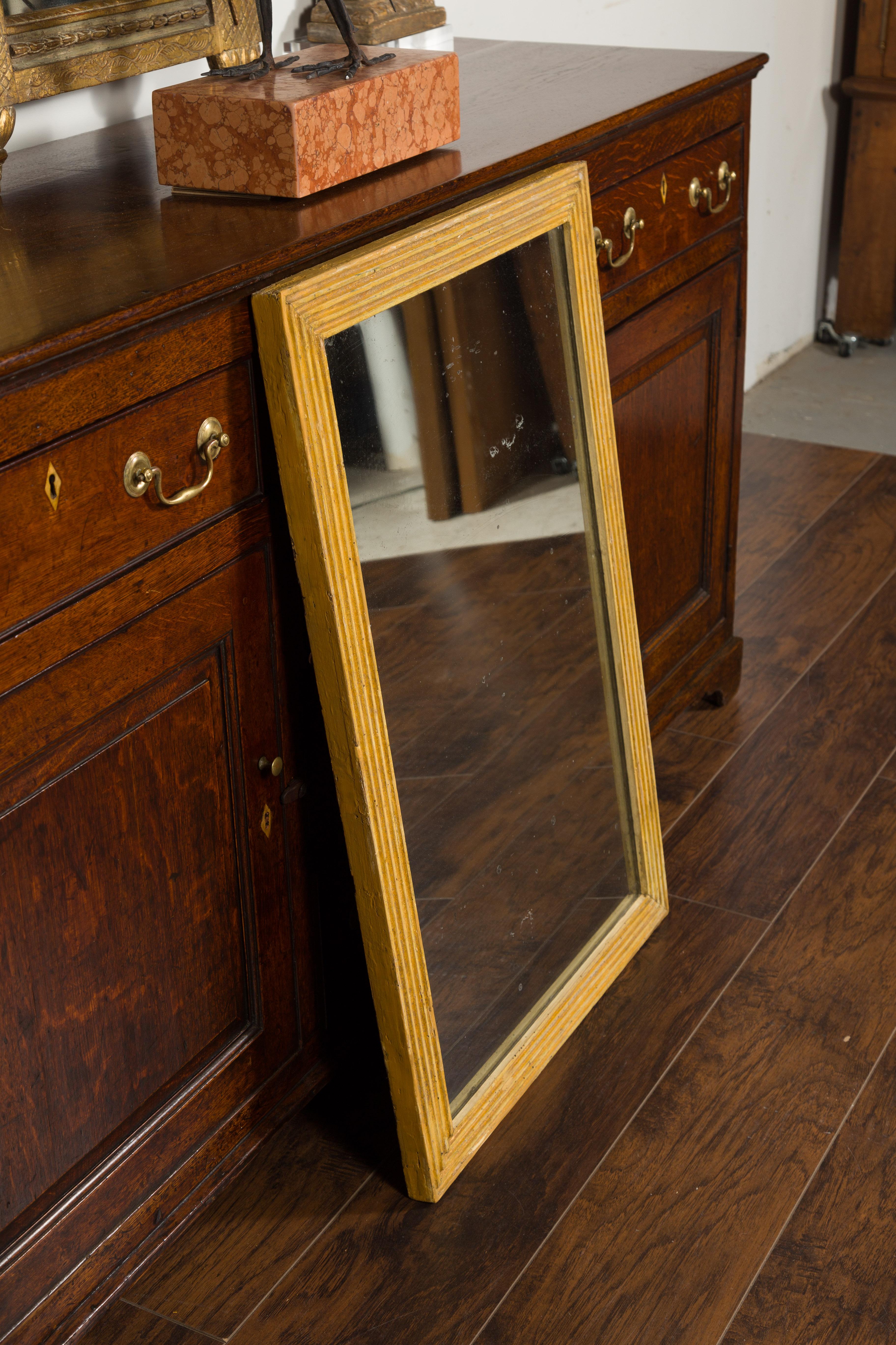 French Turn of the Century Gilt Mirror with Reeded Frame, circa 1900 6