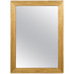 French Turn of the Century Giltwood Mirror with Reeded Frame and Red Undertone