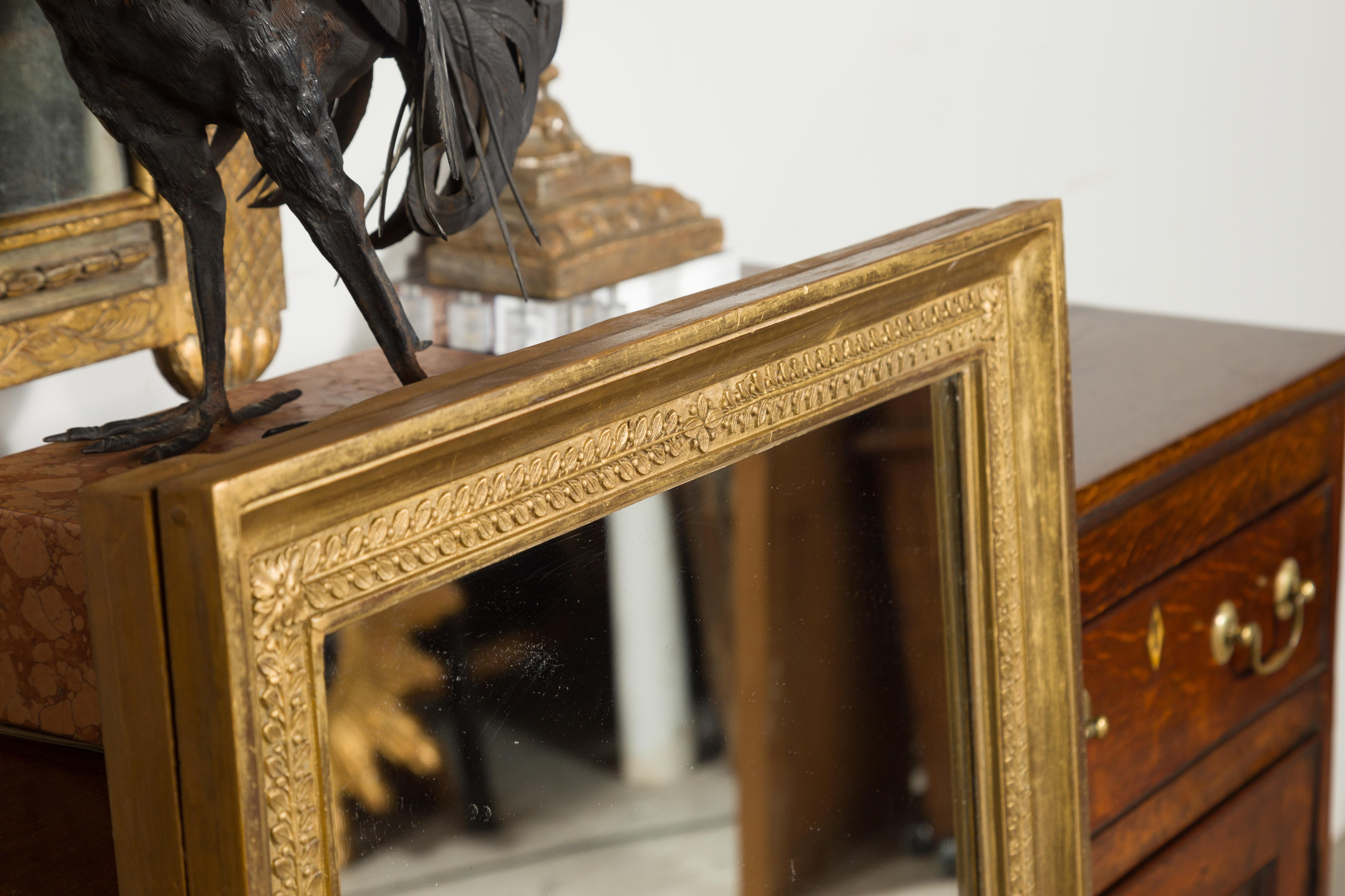 French Turn of the Century Giltwood Split Mirror with Foliage and Rosettes 10