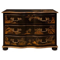 French Turn of the Century Gold Japanese Lacquer Three-Drawer Commode