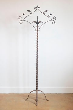 French Turn of the Century Iron Floor Standing Candelabra with Five Prickets